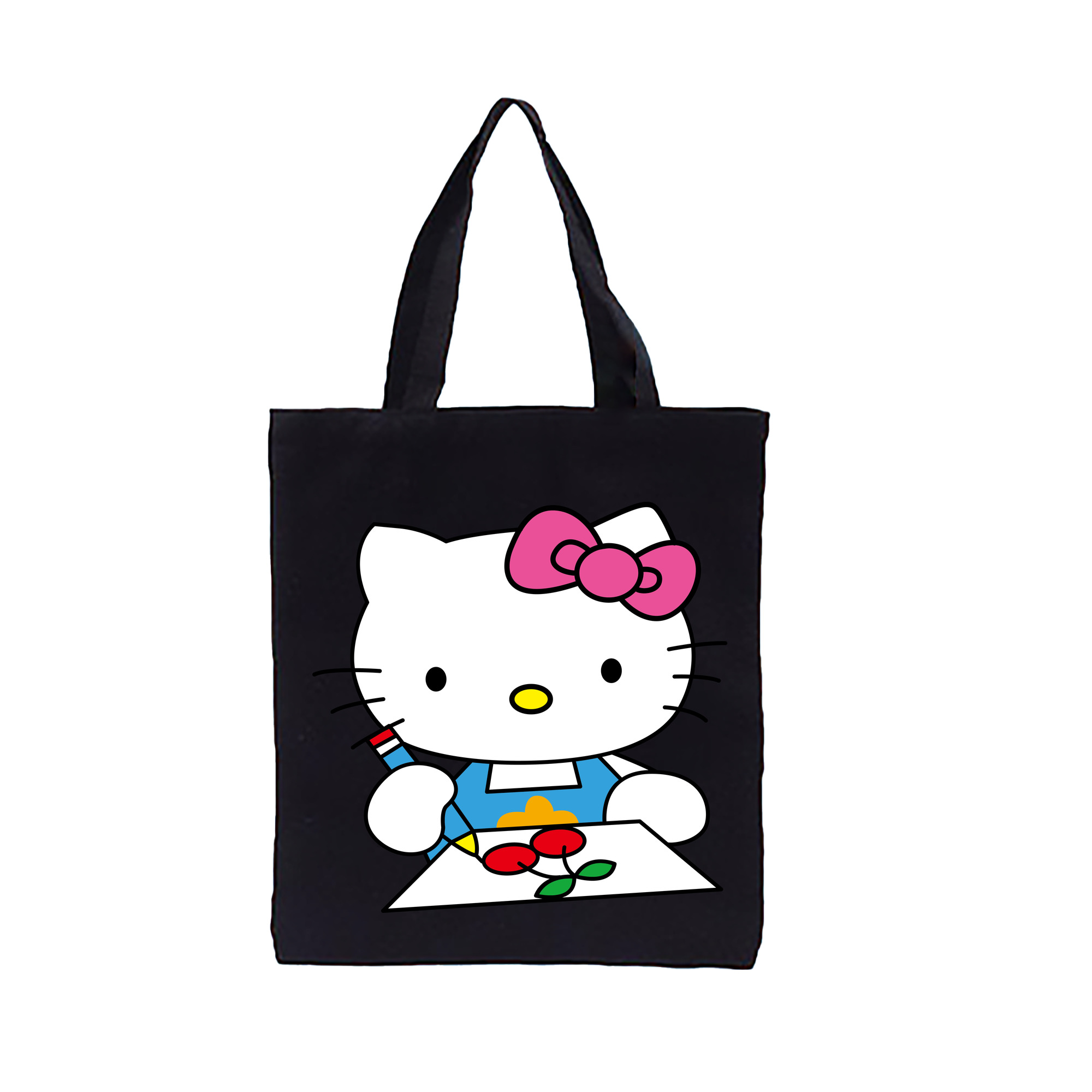 （画像用） Hello Kitty ハローキティ 縦型キャンバス生地手提げバッグ　トートバッグ