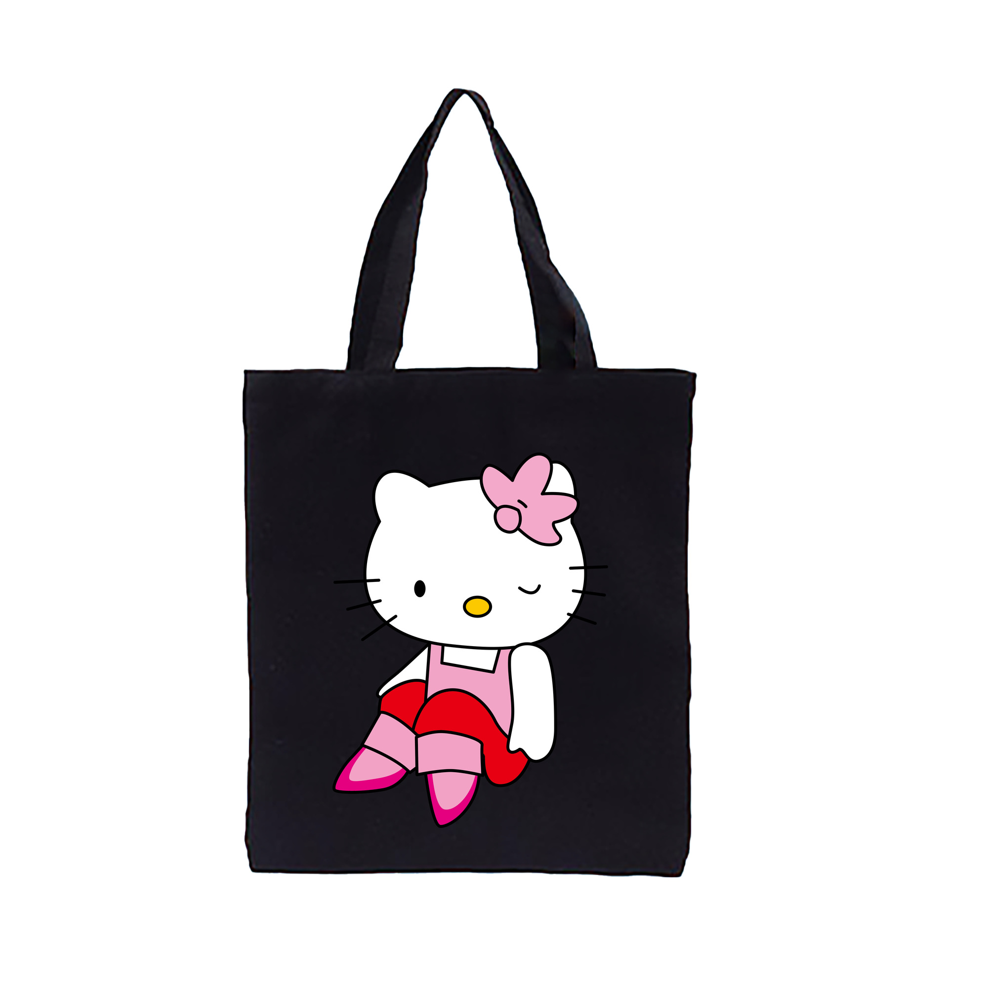 （画像用） Hello Kitty ハローキティ 縦型キャンバス生地手提げバッグ　トートバッグ