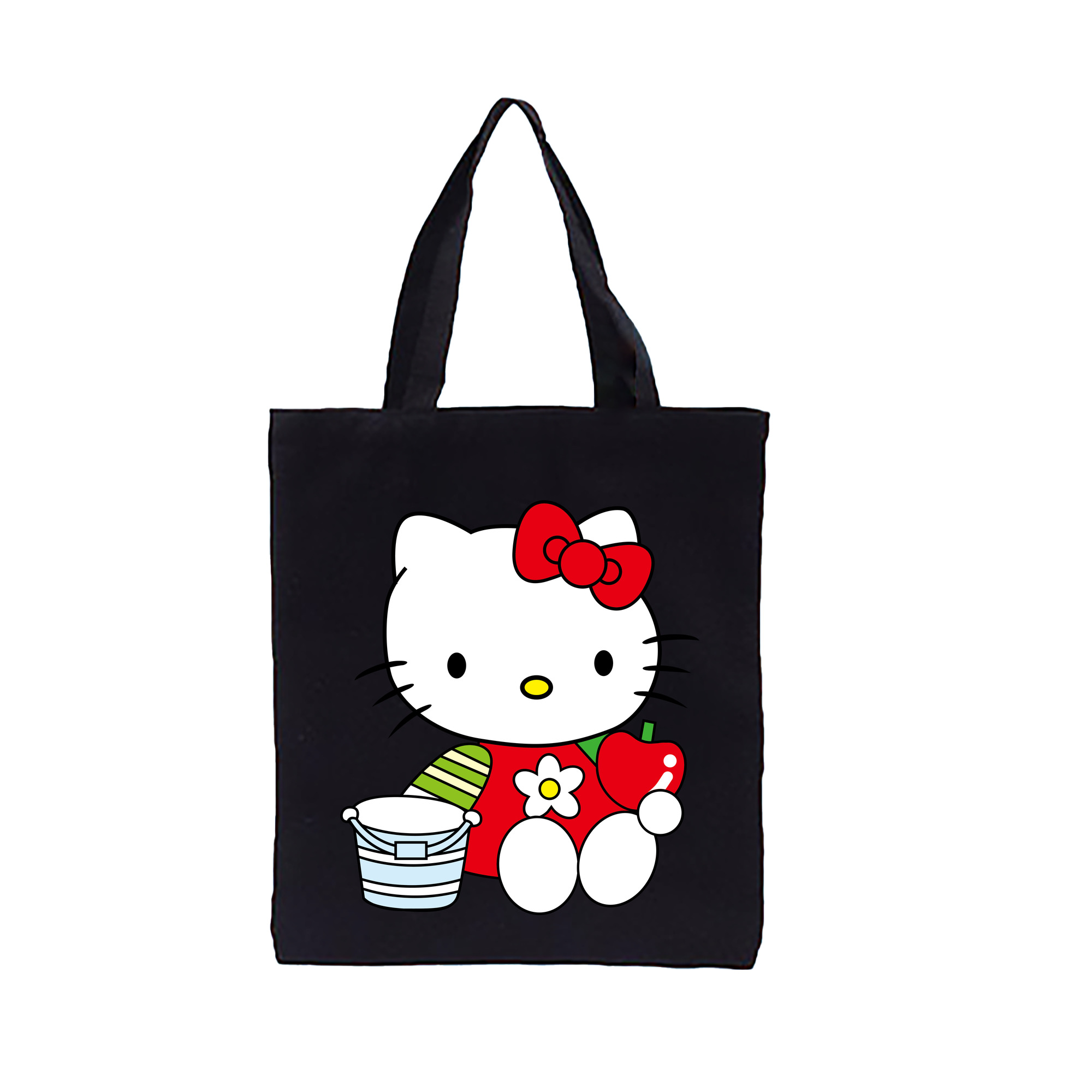 （画像用） Hello Kitty ハローキティ 縦型キャンバス生地手提げバッグ　トートバッグ