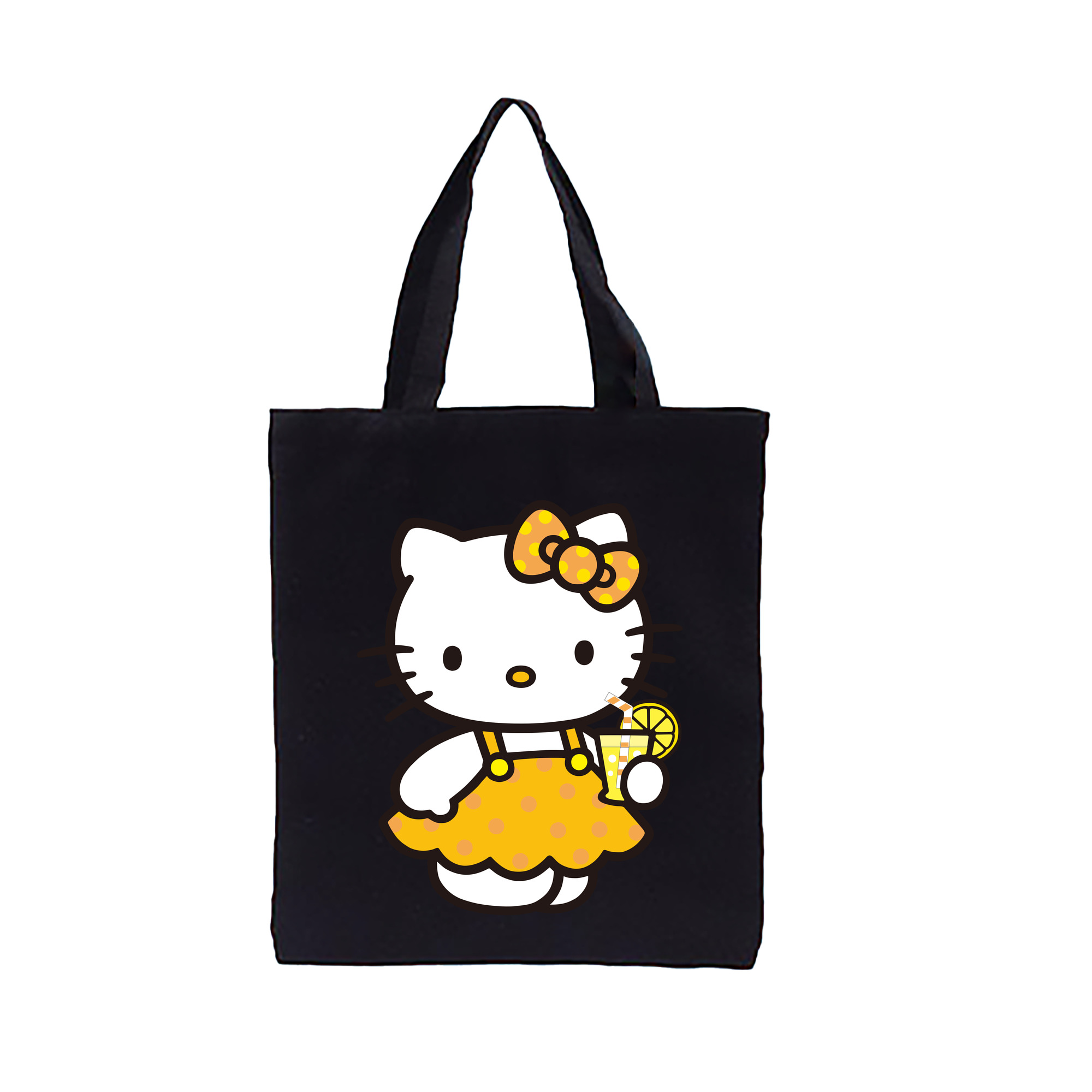 （画像用） Hello Kitty ハローキティ 縦型キャンバス生地手提げバッグ　トートバッグ