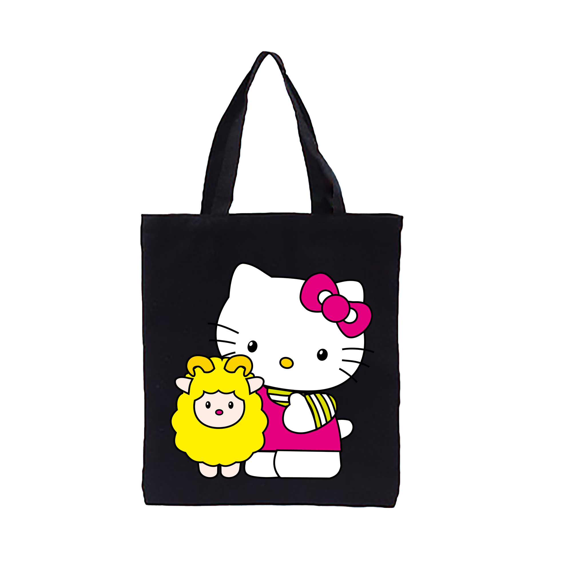 （画像用） Hello Kitty ハローキティ 縦型キャンバス生地手提げバッグ　トートバッグ