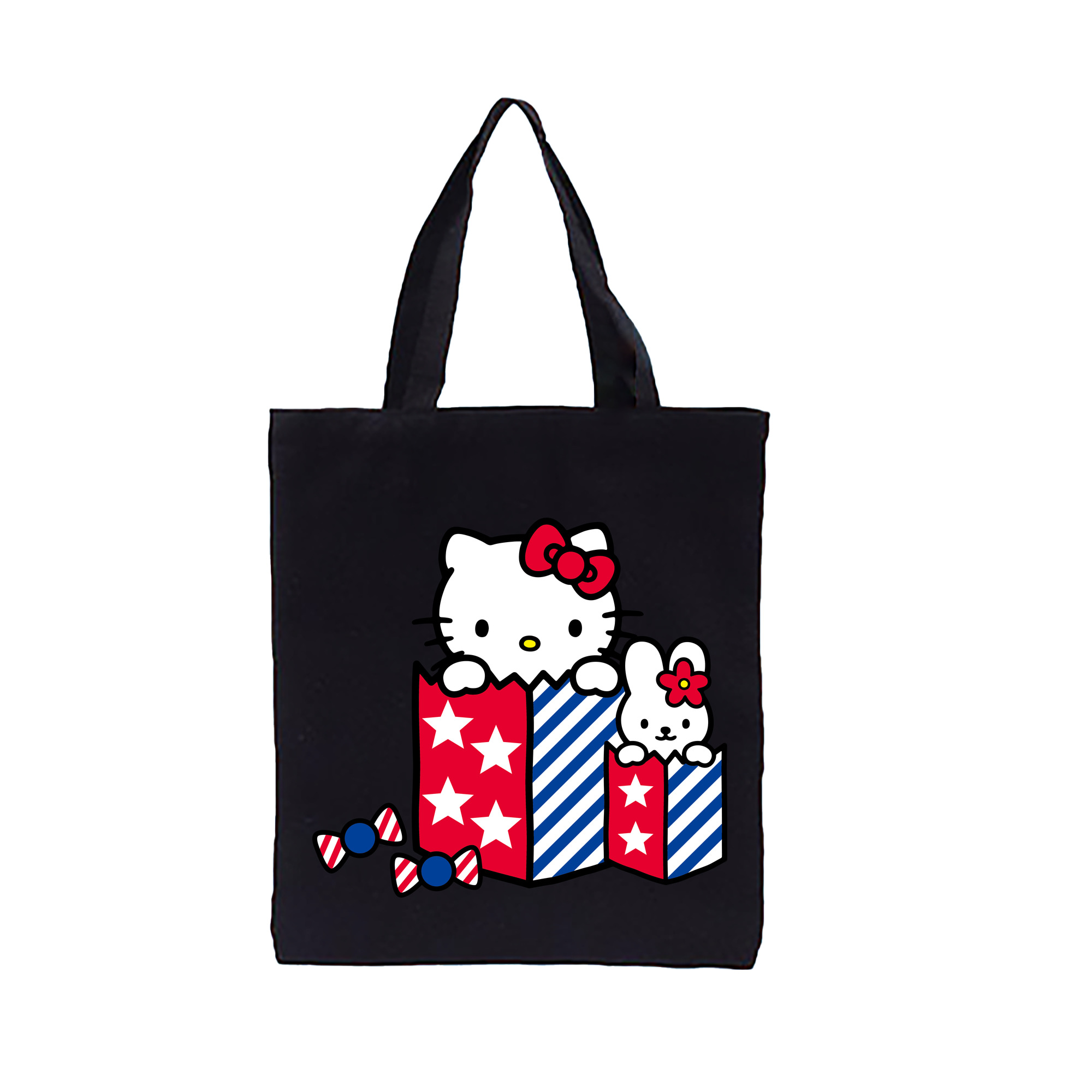 （画像用） Hello Kitty ハローキティ 縦型キャンバス生地手提げバッグ　トートバッグ