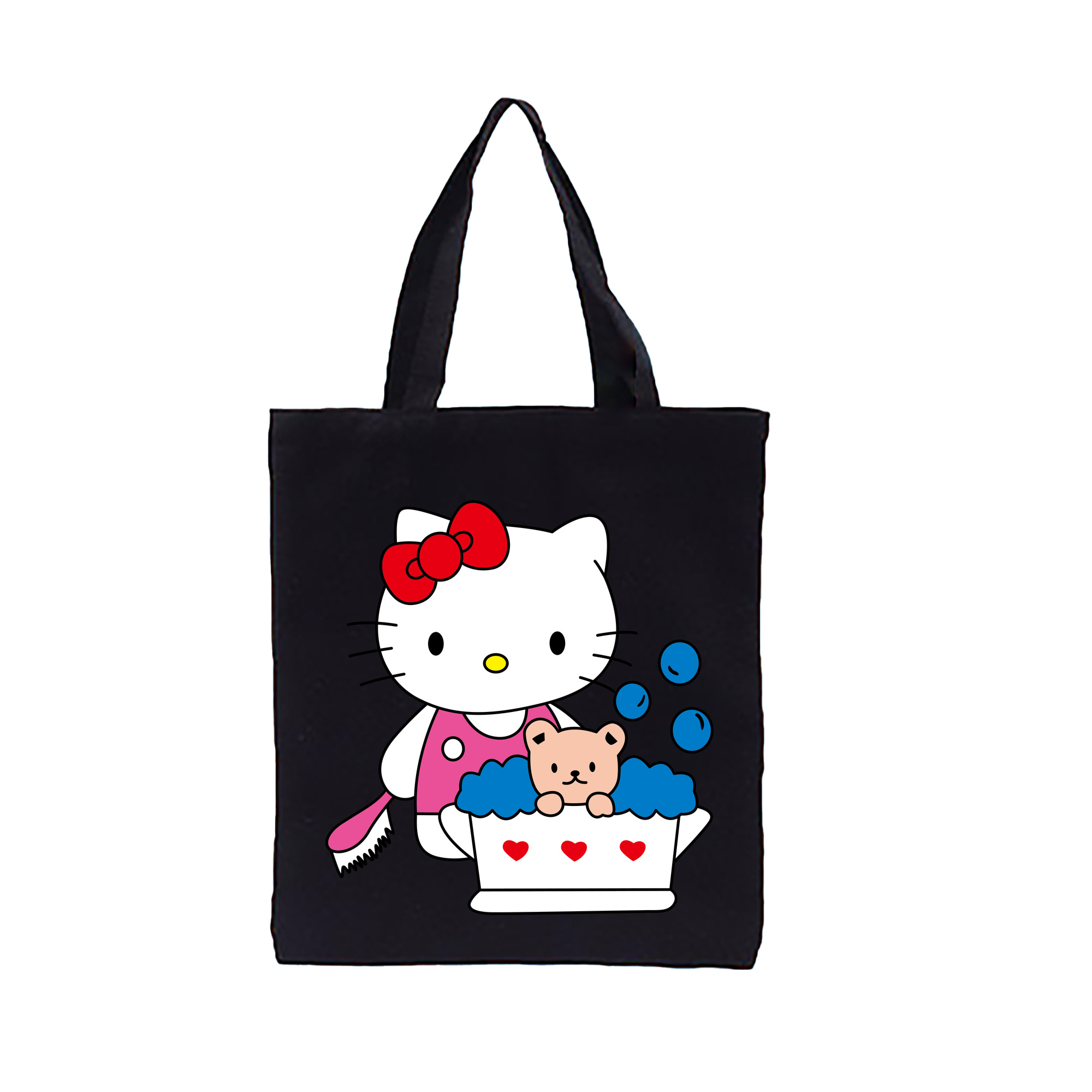 （画像用） Hello Kitty ハローキティ 縦型キャンバス生地手提げバッグ　トートバッグ