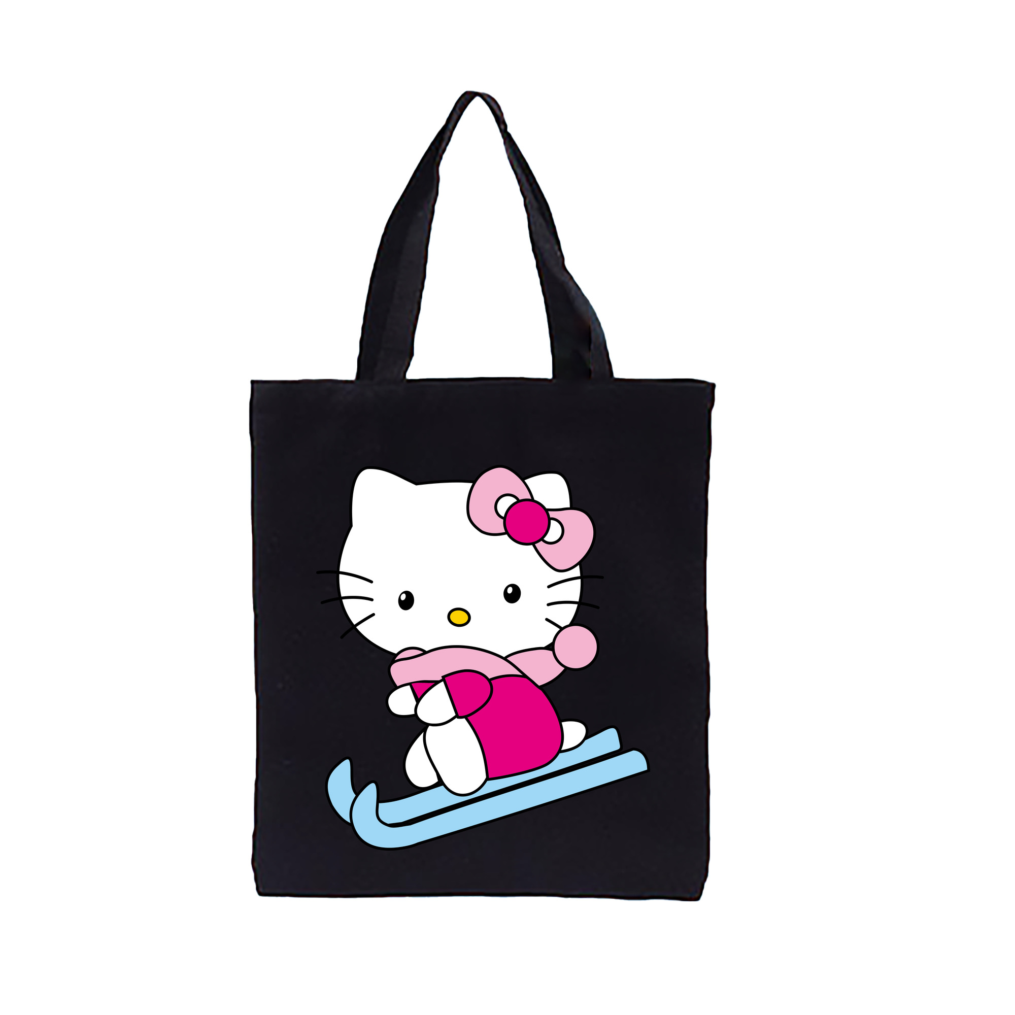 （画像用） Hello Kitty ハローキティ 縦型キャンバス生地手提げバッグ　トートバッグ