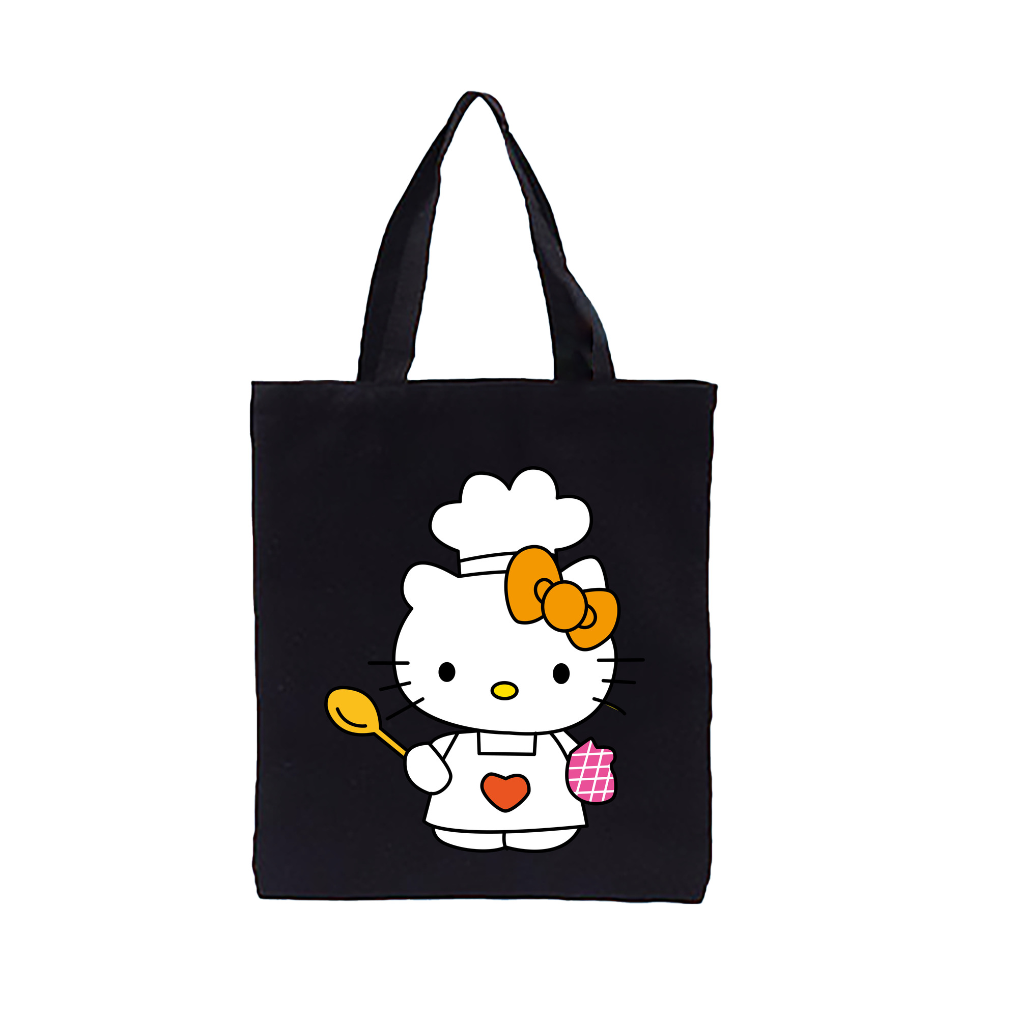 （画像用） Hello Kitty ハローキティ 縦型キャンバス生地手提げバッグ　トートバッグ