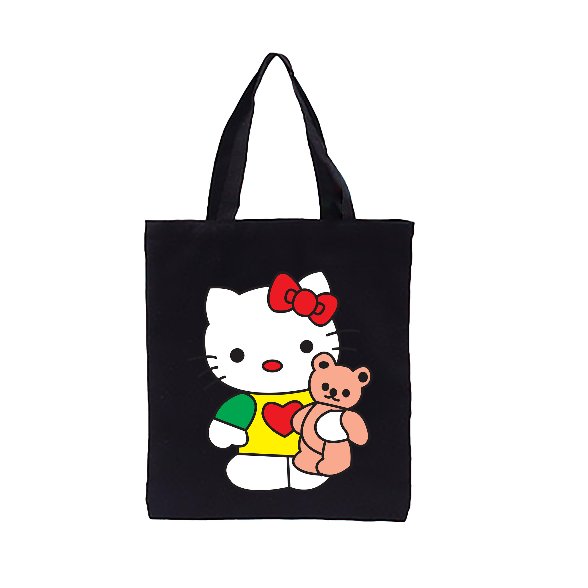 （画像用） Hello Kitty ハローキティ 縦型キャンバス生地手提げバッグ　トートバッグ