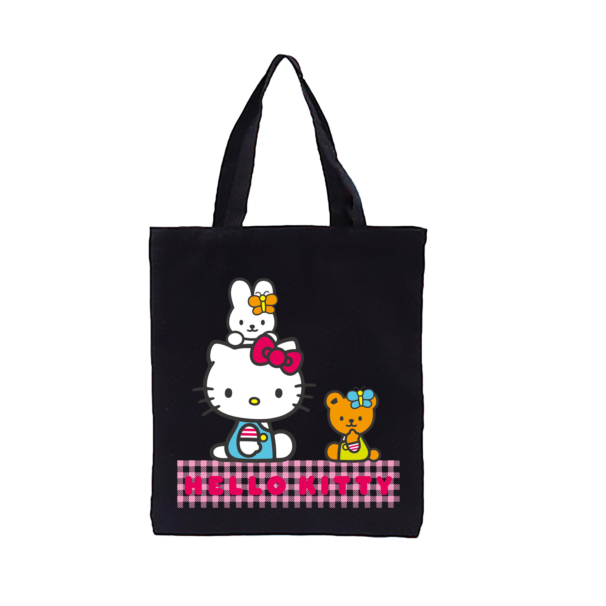 （画像用） Hello Kitty ハローキティ 縦型キャンバス生地手提げバッグ　トートバッグ
