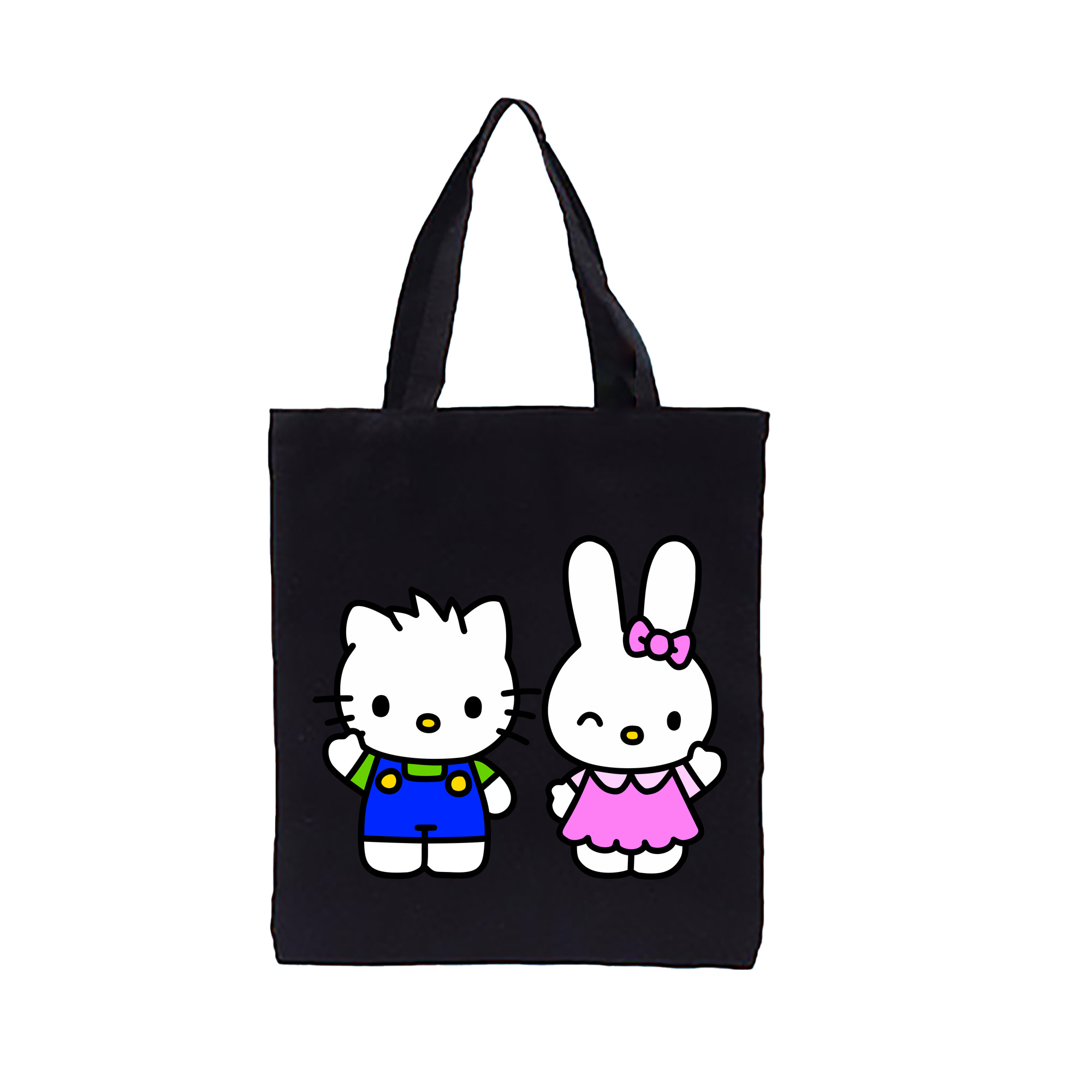 （画像用） Hello Kitty ハローキティ 縦型キャンバス生地手提げバッグ　トートバッグ