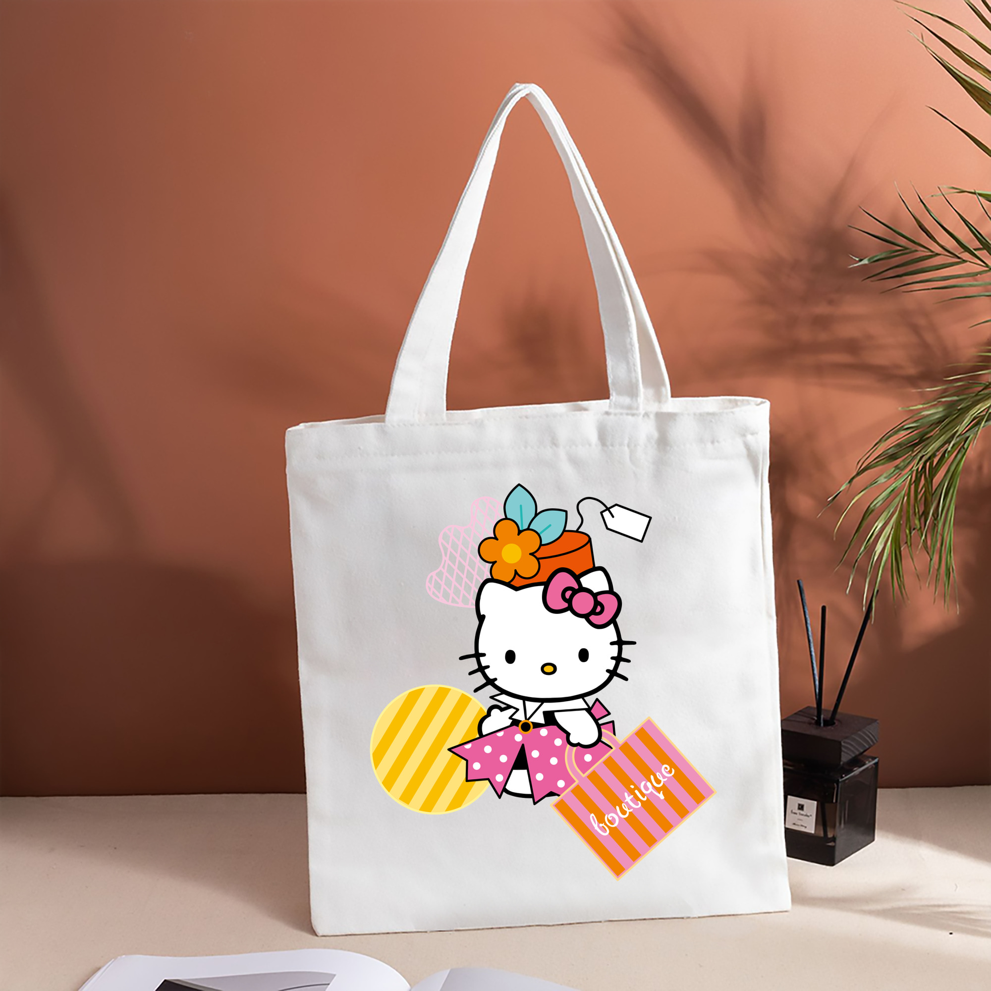 Hello Kitty ハローキティ 縦型キャンバス生地手提げバッグ　トートバッグ