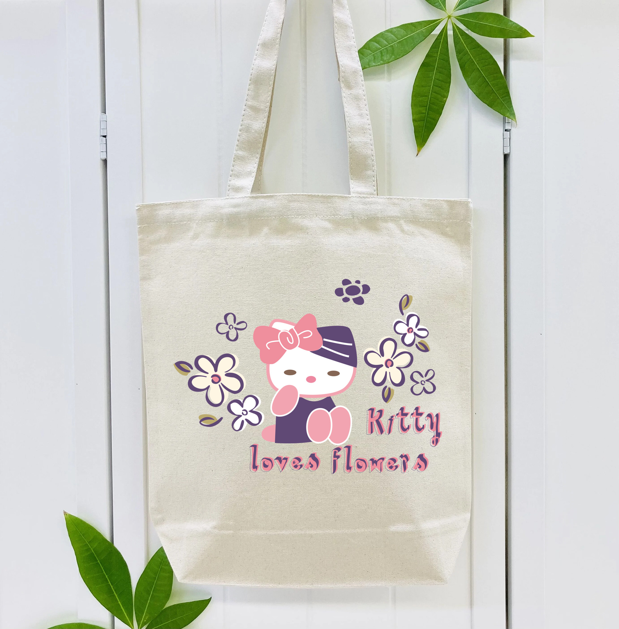 Hello Kitty ハローキティ 縦型キャンバス生地手提げバッグ　トートバッグ