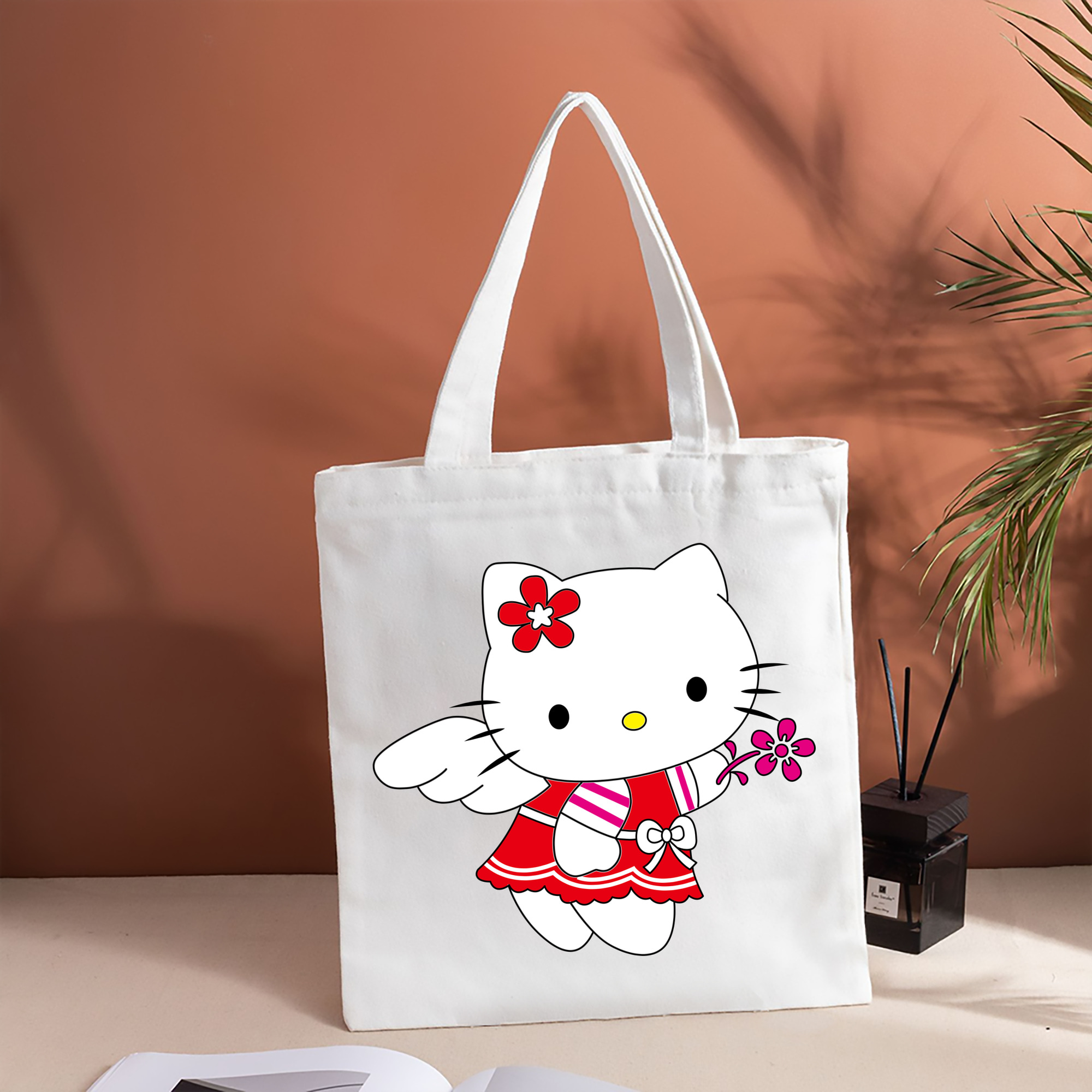 Hello Kitty ハローキティ 縦型キャンバス生地手提げバッグ　トートバッグ