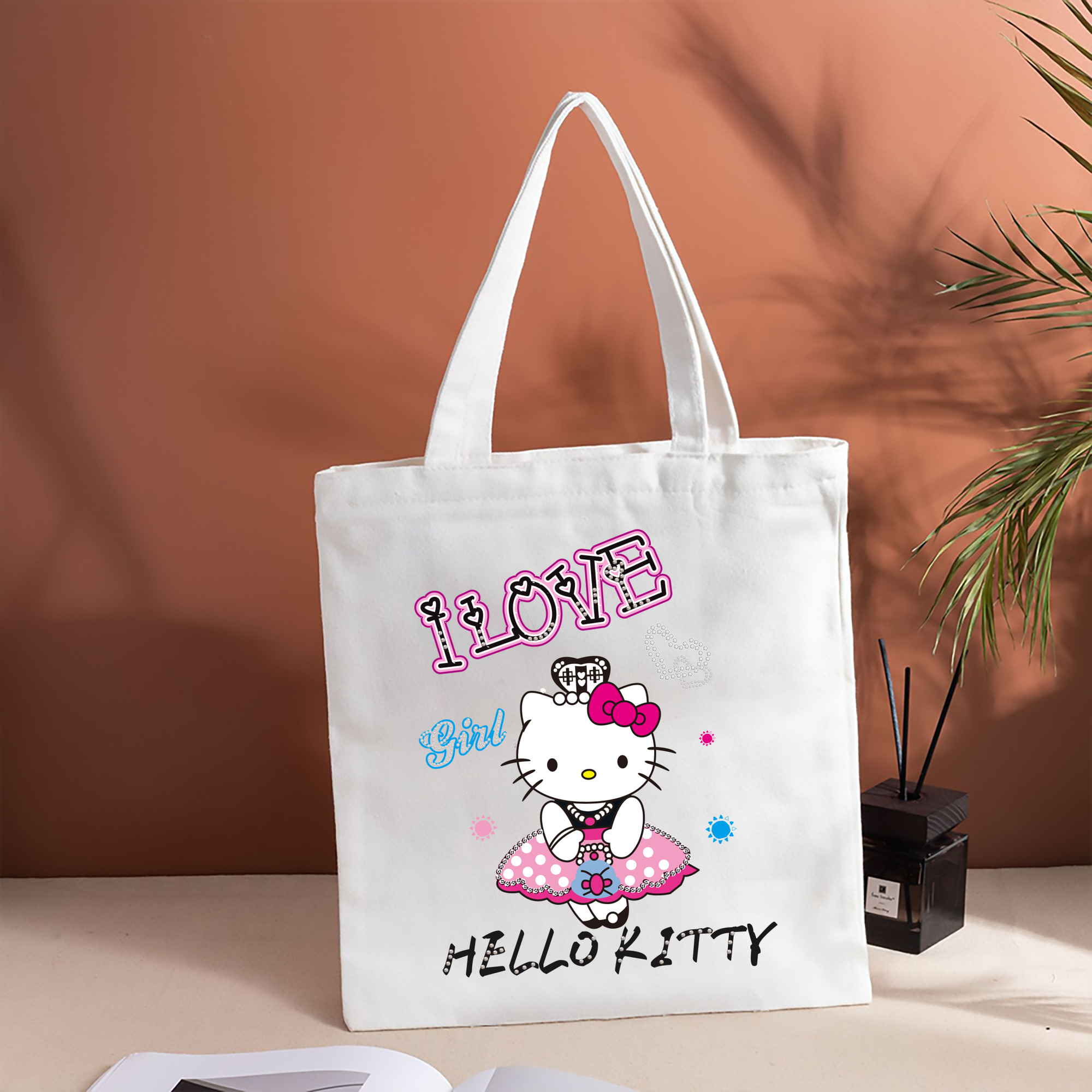Hello Kitty ハローキティ 縦型キャンバス生地手提げバッグ　トートバッグ