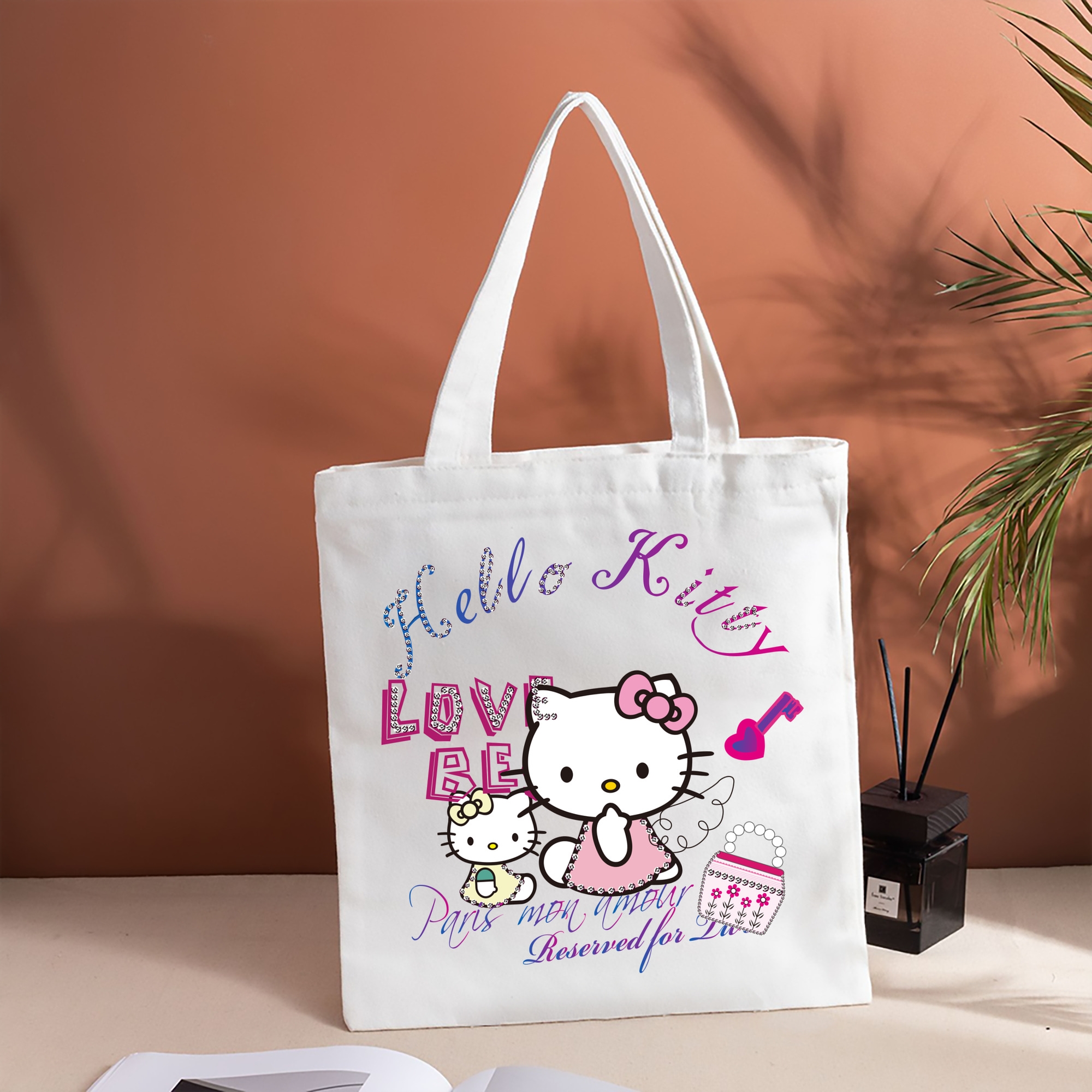Hello Kitty ハローキティ 縦型キャンバス生地手提げバッグ　トートバッグ