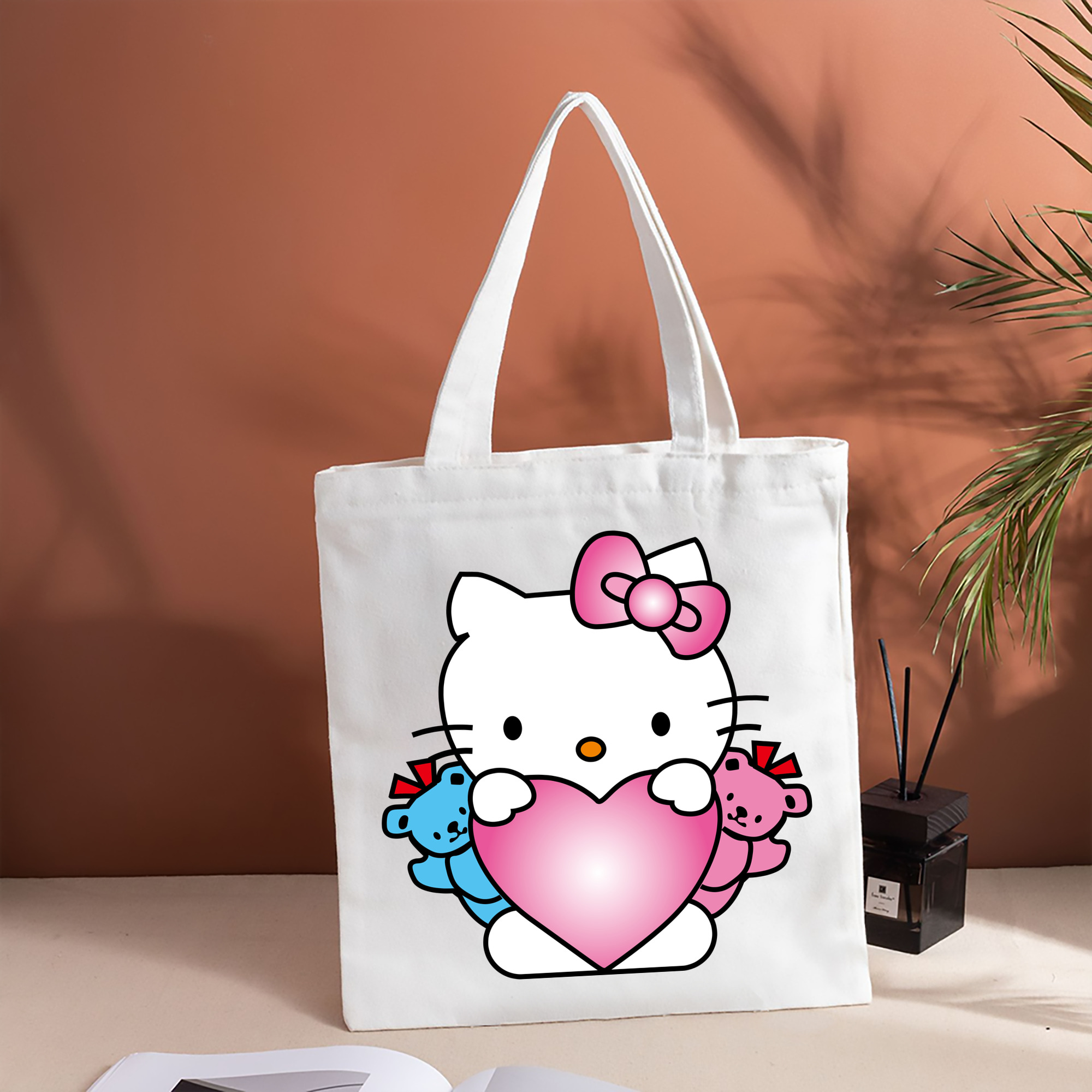 Hello Kitty ハローキティ 縦型キャンバス生地手提げバッグ　トートバッグ