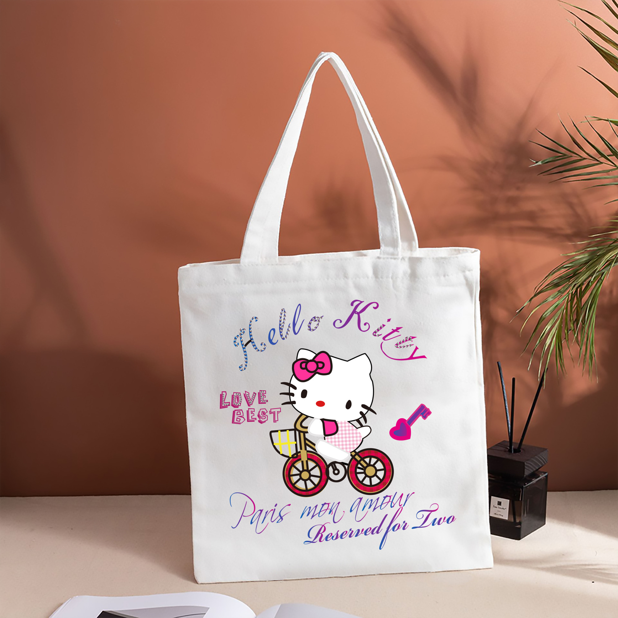 Hello Kitty ハローキティ 縦型キャンバス生地手提げバッグ　トートバッグ