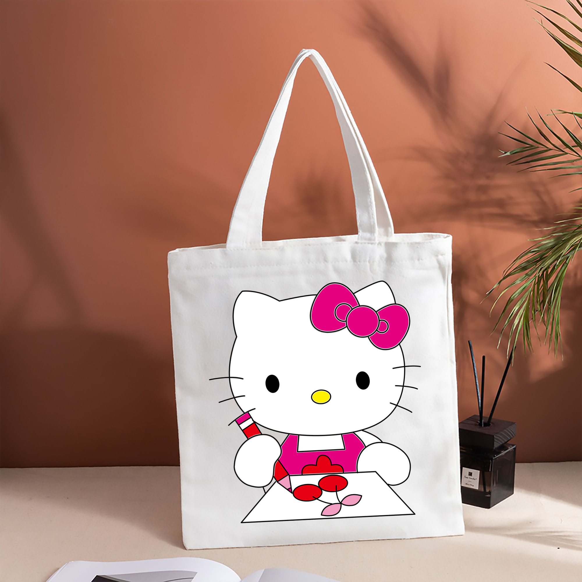 Hello Kitty ハローキティ 縦型キャンバス生地手提げバッグ　トートバッグ