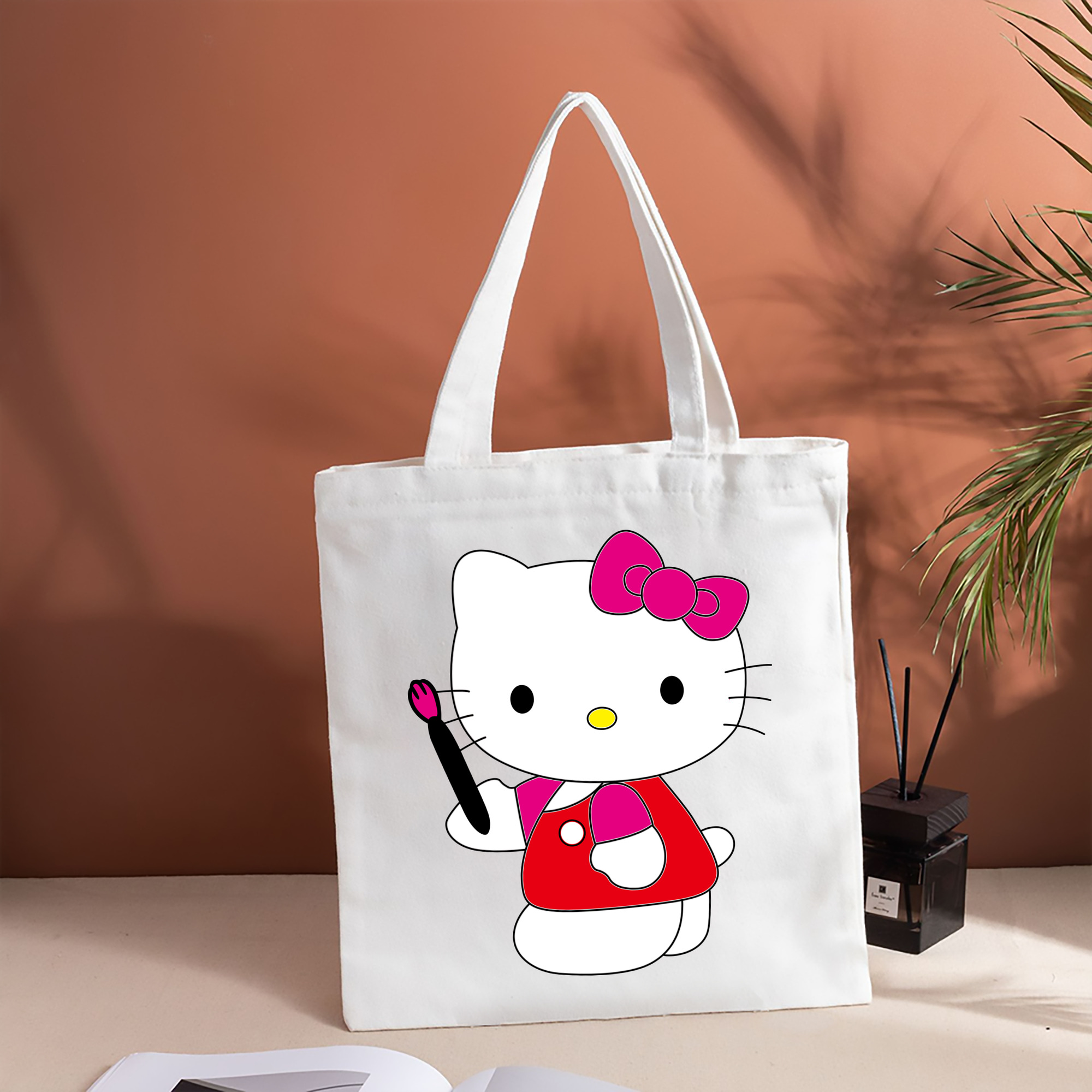 Hello Kitty ハローキティ 縦型キャンバス生地手提げバッグ　トートバッグ