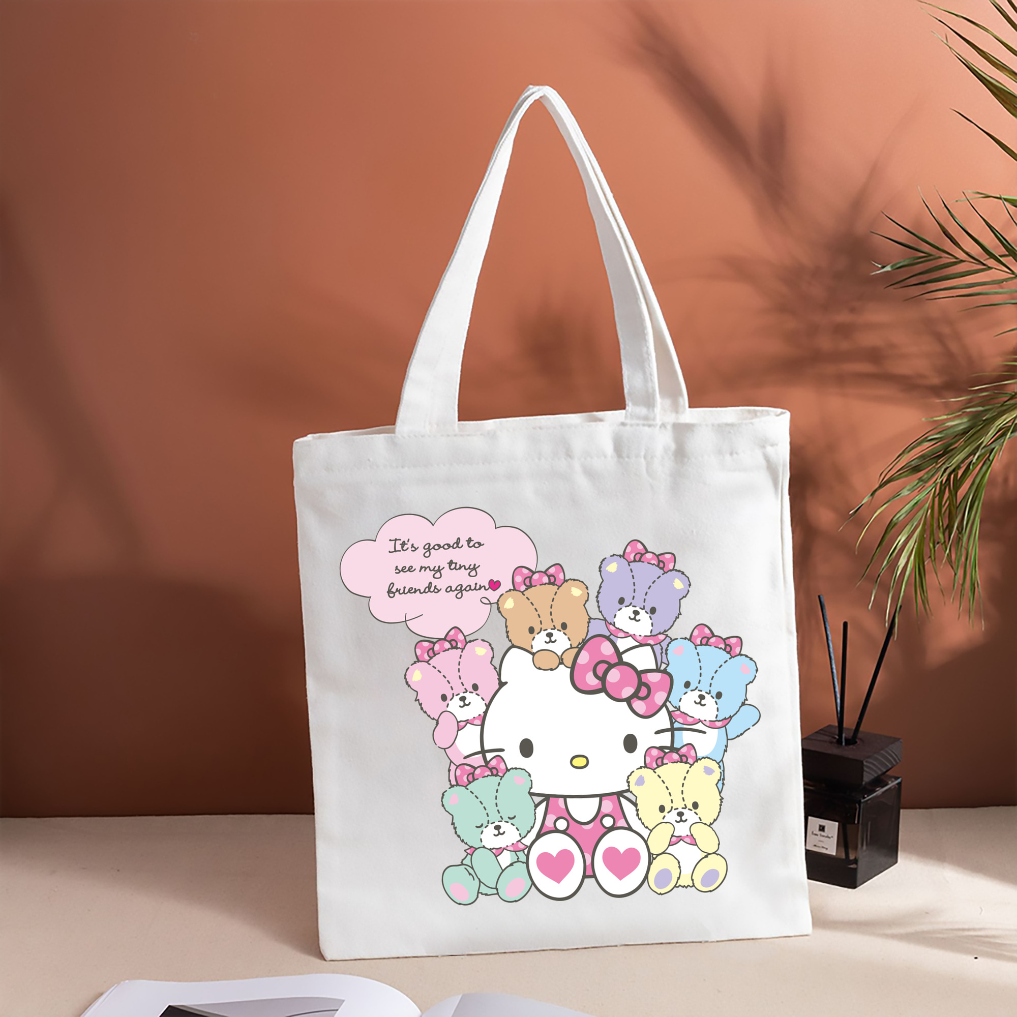 Hello Kitty ハローキティ 縦型キャンバス生地手提げバッグ　トートバッグ