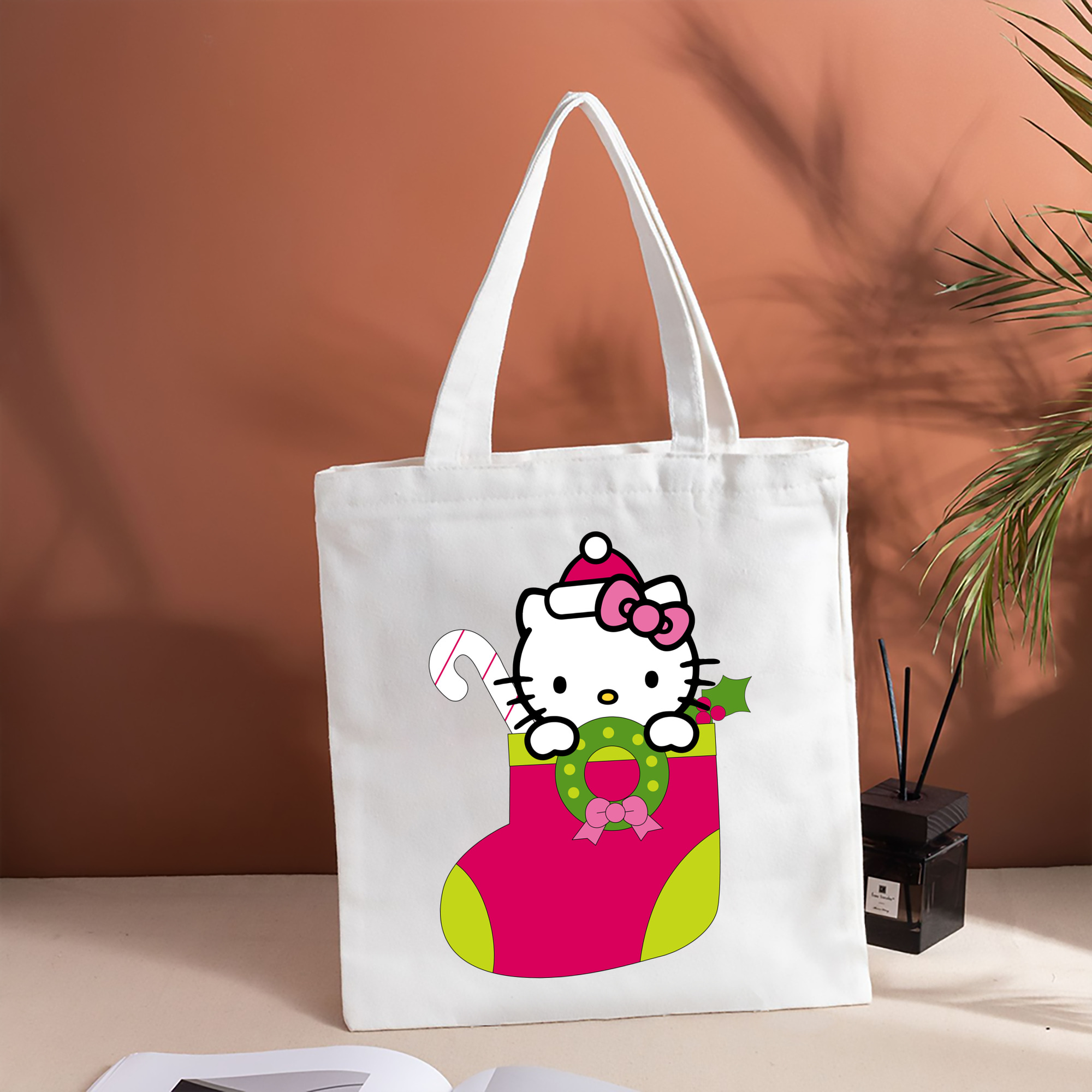 Hello Kitty ハローキティ 縦型キャンバス生地手提げバッグ　トートバッグ