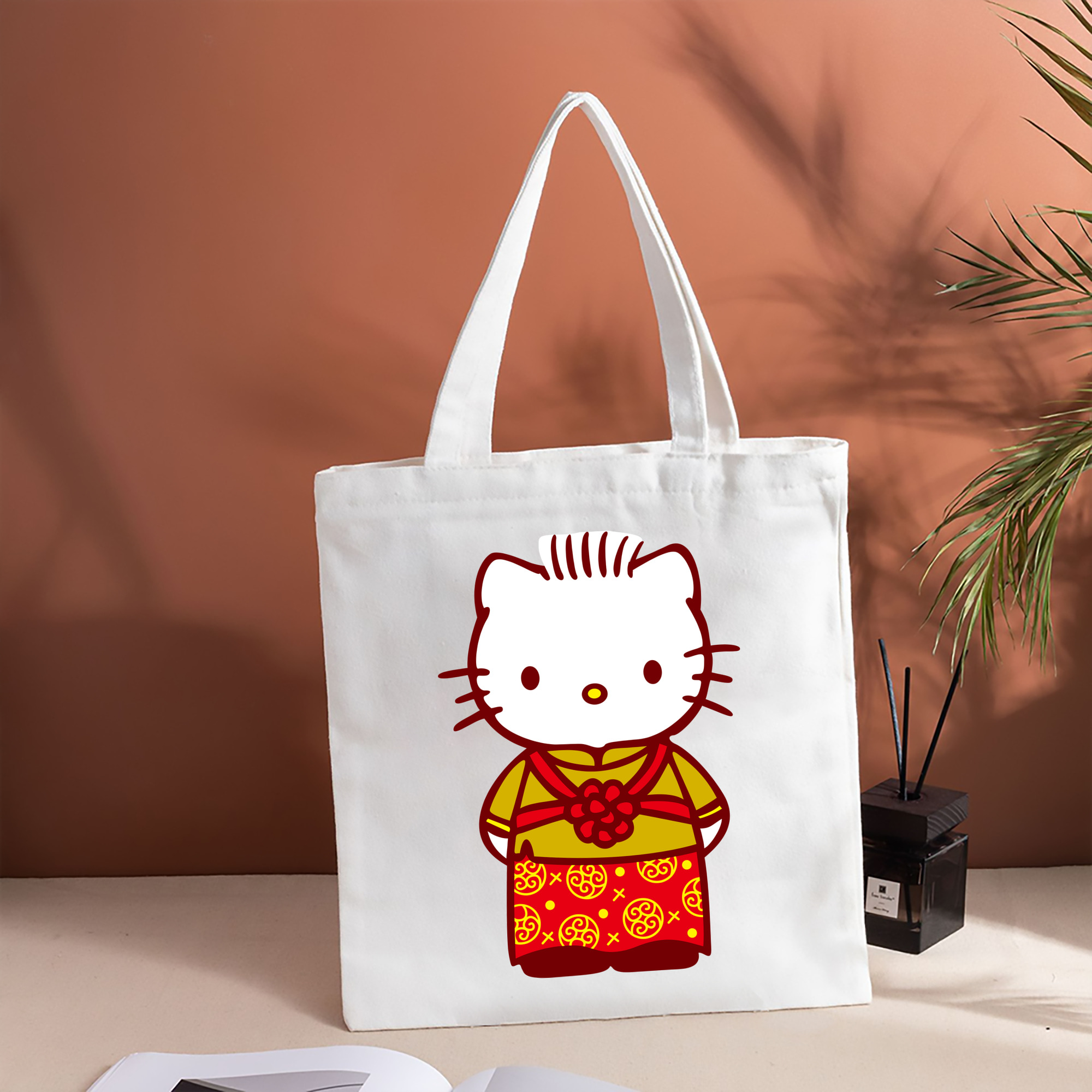 Hello Kitty ハローキティ 縦型キャンバス生地手提げバッグ　トートバッグ