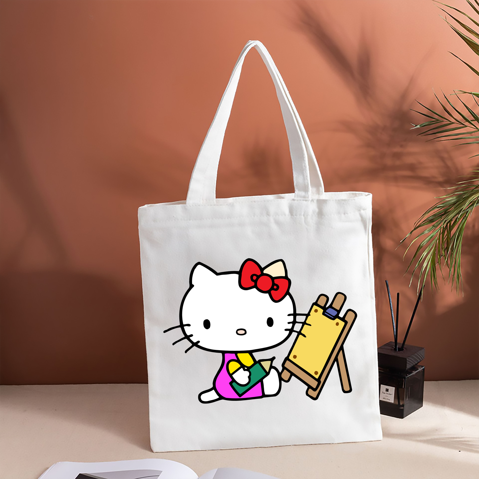 Hello Kitty ハローキティ 縦型キャンバス生地手提げバッグ　トートバッグ