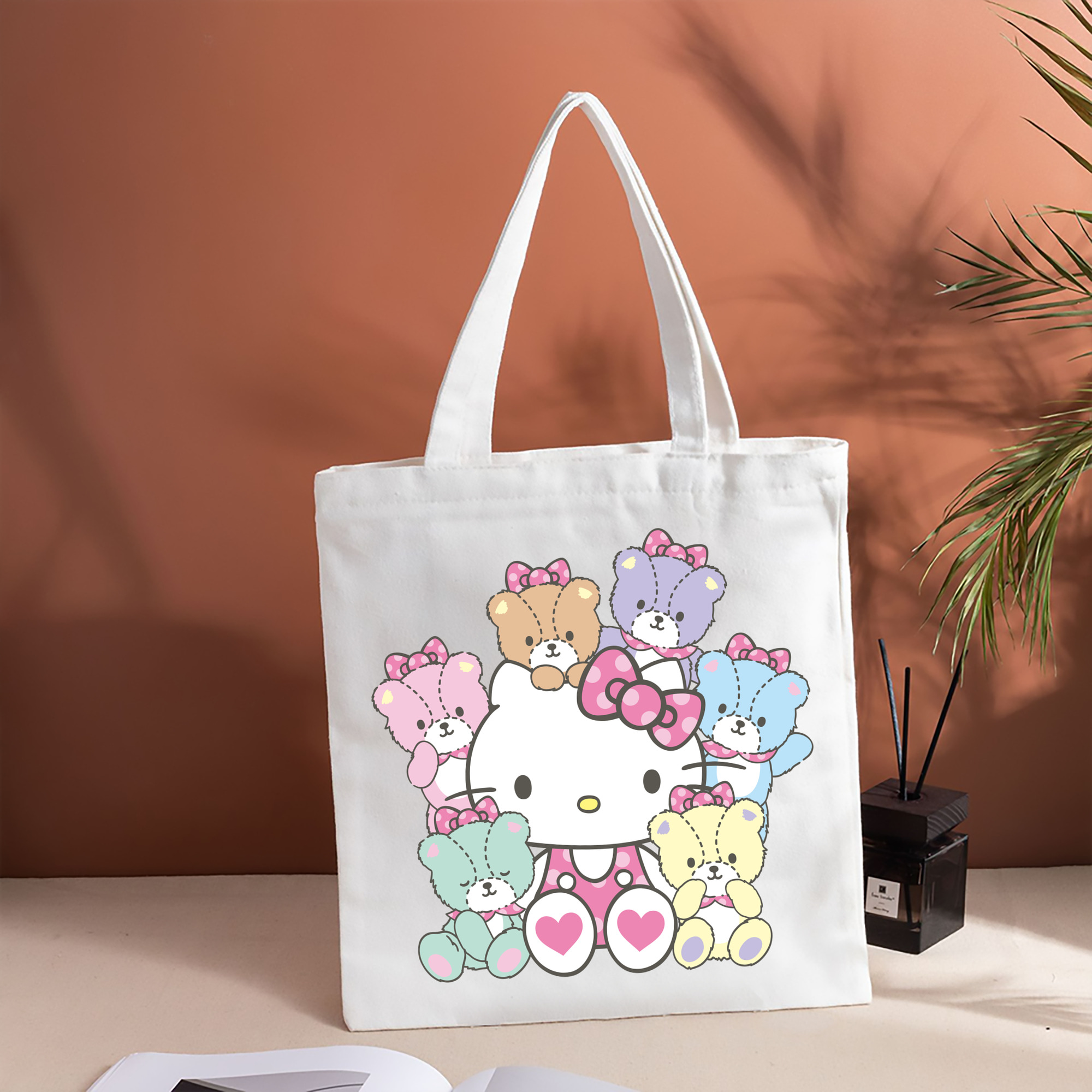 Hello Kitty ハローキティ 縦型キャンバス生地手提げバッグ　トートバッグ