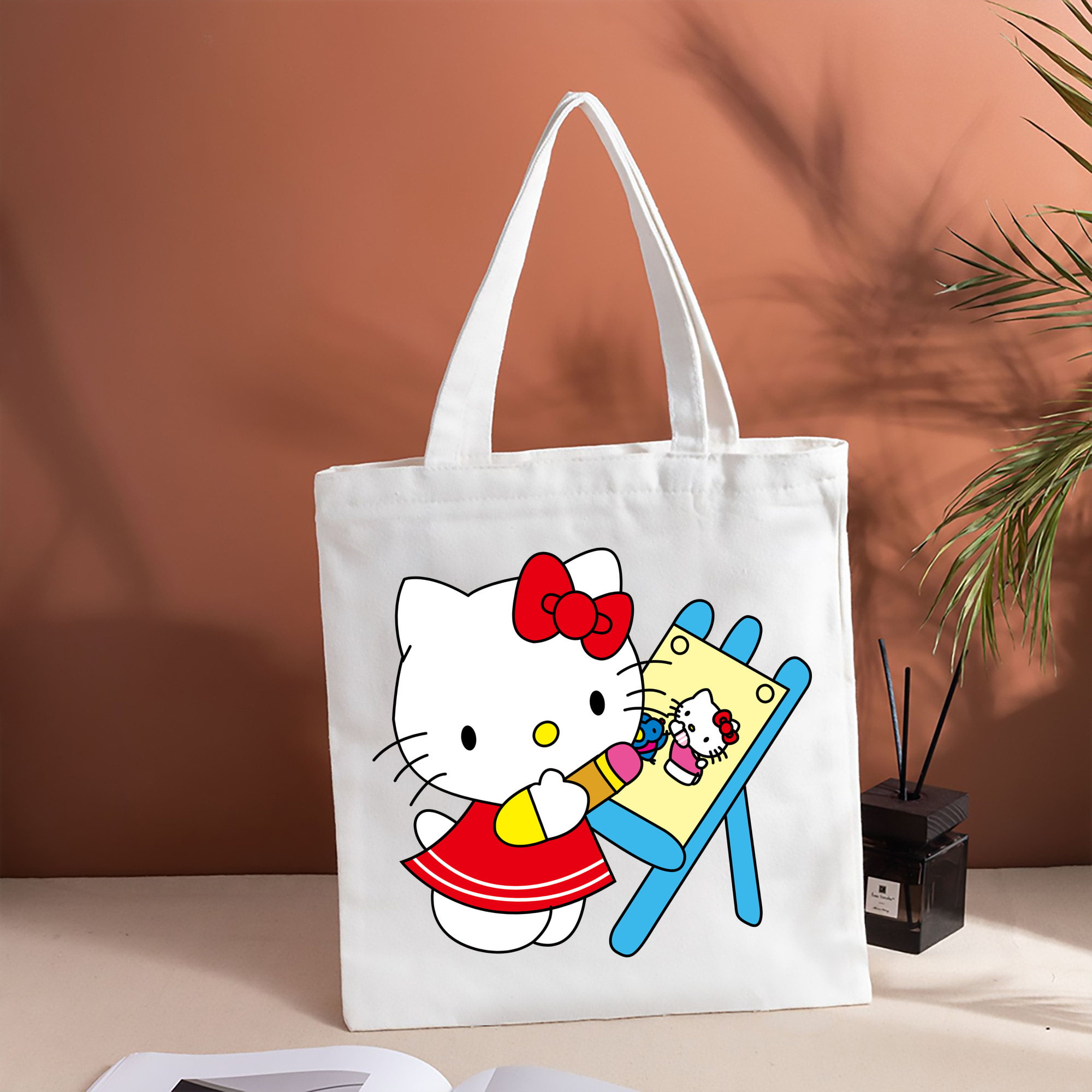 Hello Kitty ハローキティ 縦型キャンバス生地手提げバッグ　トートバッグ