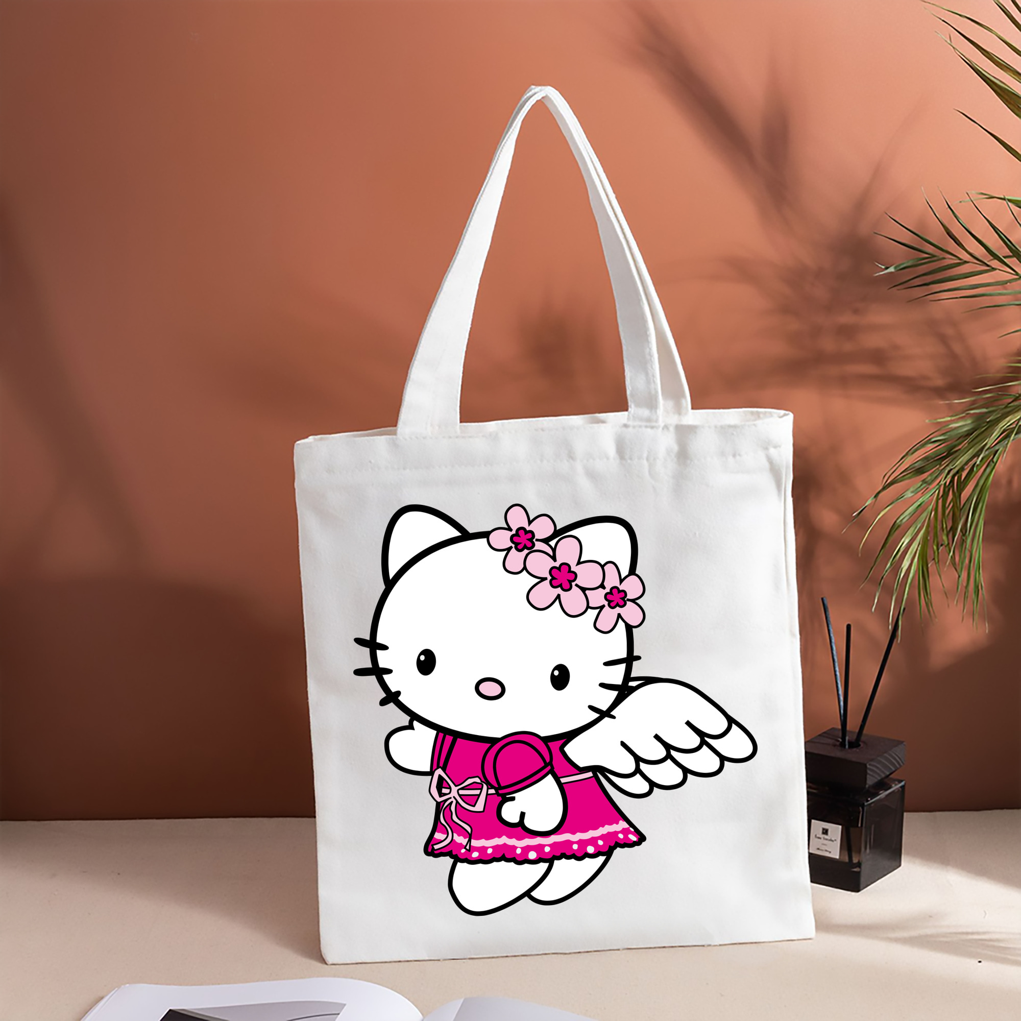 Hello Kitty ハローキティ 縦型キャンバス生地手提げバッグ　トートバッグ