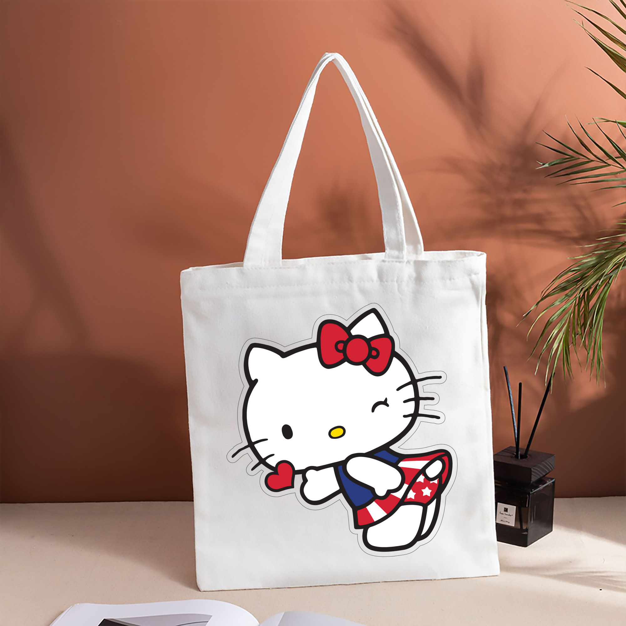 Hello Kitty ハローキティ 縦型キャンバス生地手提げバッグ　トートバッグ