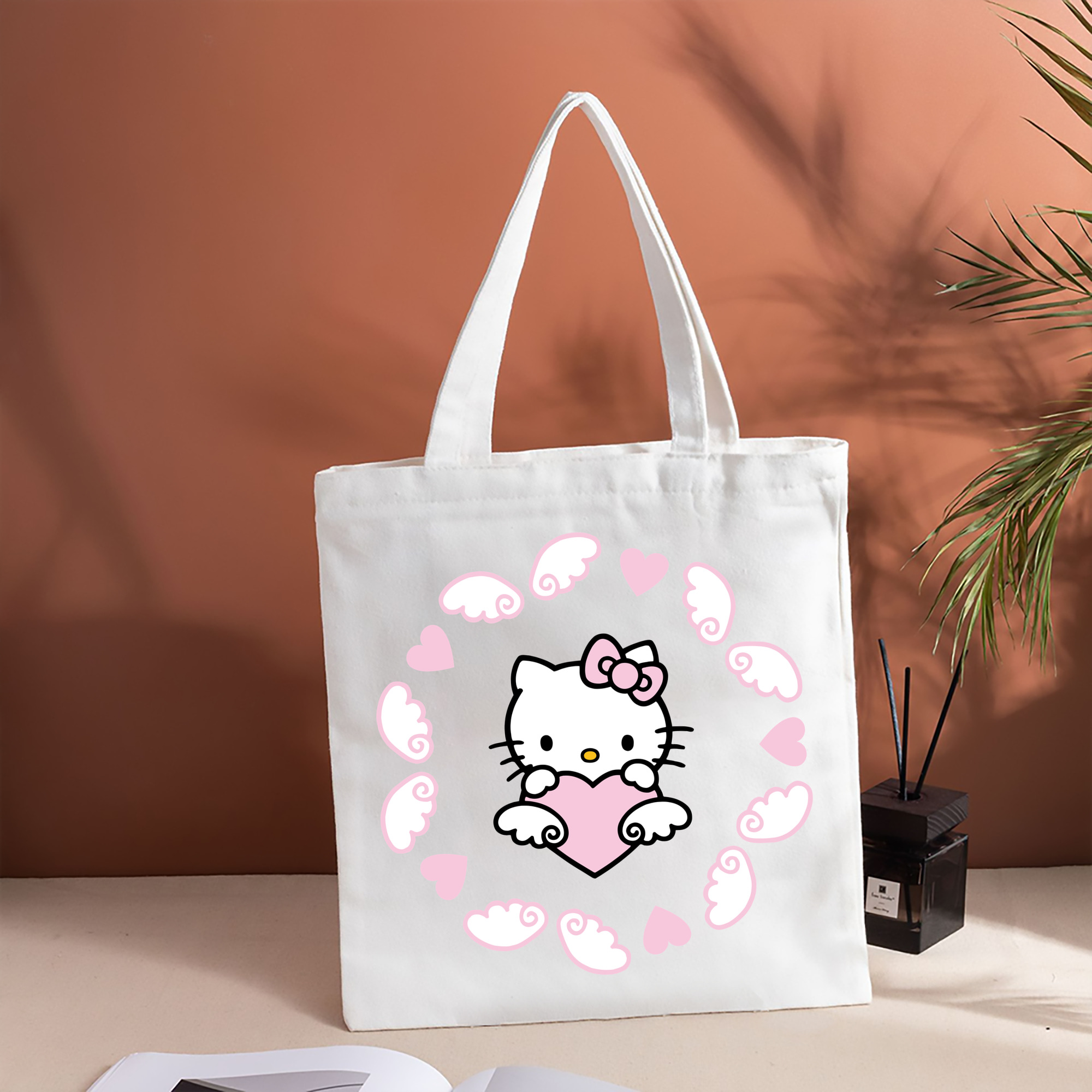 Hello Kitty ハローキティ 縦型キャンバス生地手提げバッグ　トートバッグ