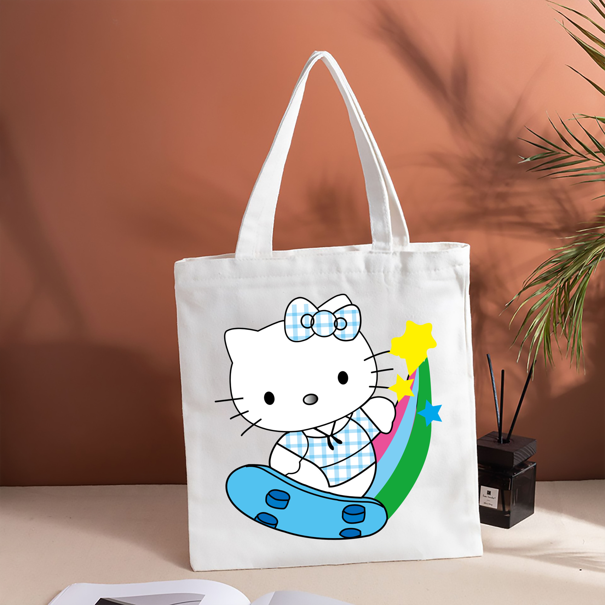 Hello Kitty ハローキティ 縦型キャンバス生地手提げバッグ　トートバッグ