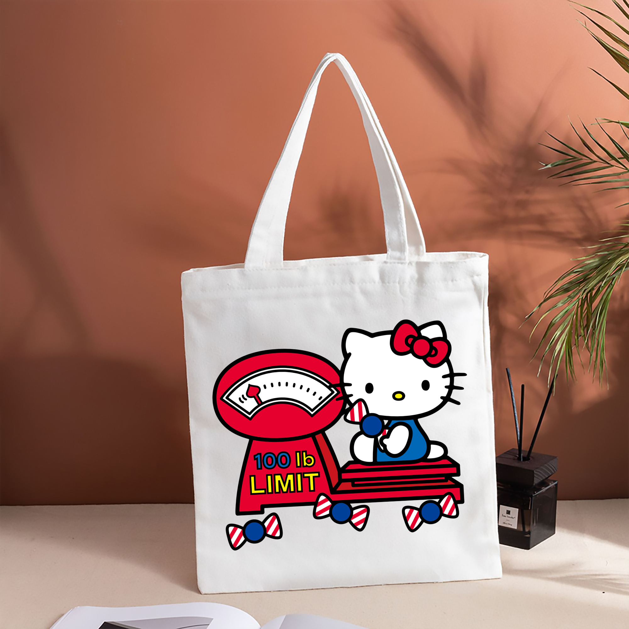 Hello Kitty ハローキティ 縦型キャンバス生地手提げバッグ　トートバッグ