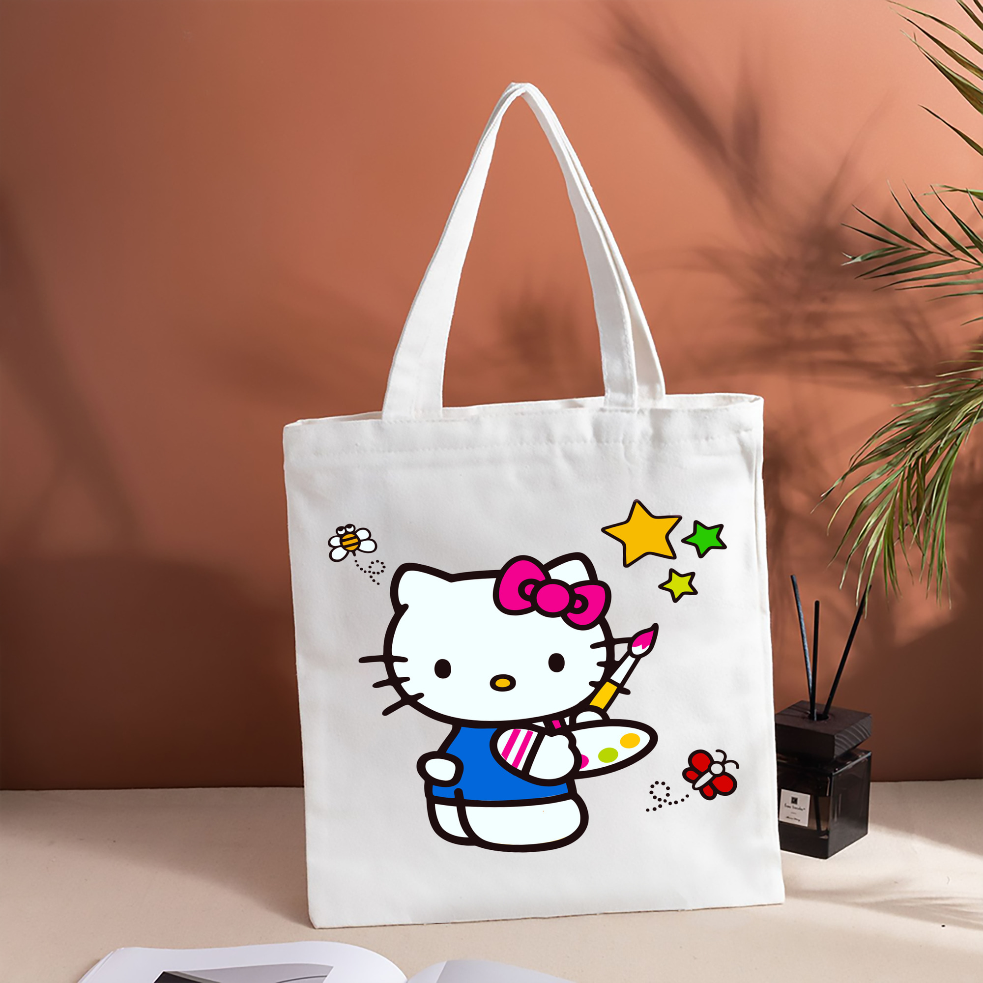 Hello Kitty ハローキティ 縦型キャンバス生地手提げバッグ　トートバッグ