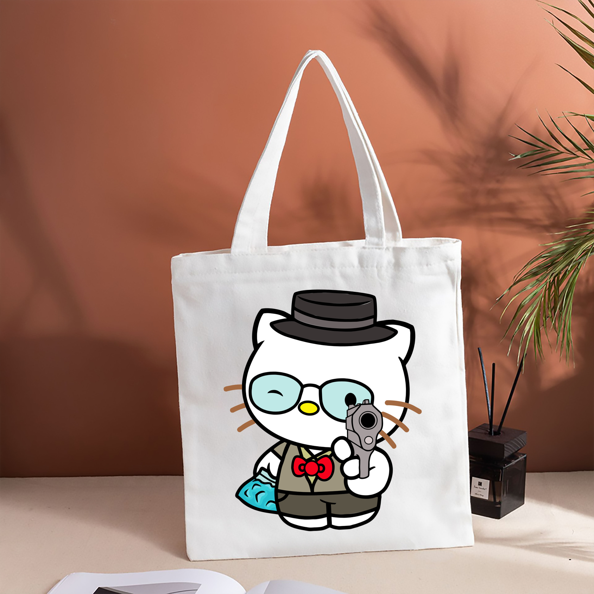 Hello Kitty ハローキティ 縦型キャンバス生地手提げバッグ　トートバッグ