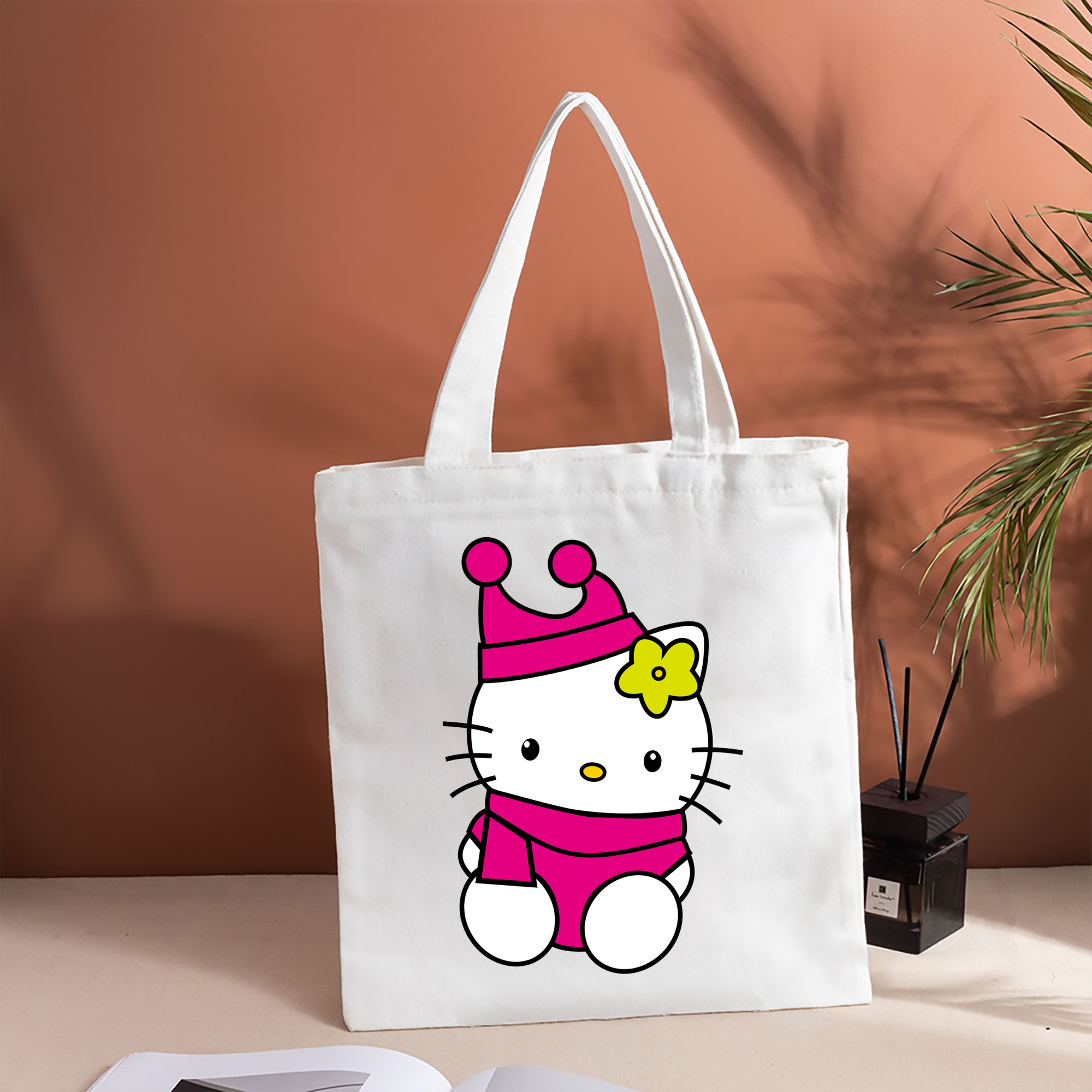 Hello Kitty ハローキティ 縦型キャンバス生地手提げバッグ　トートバッグ