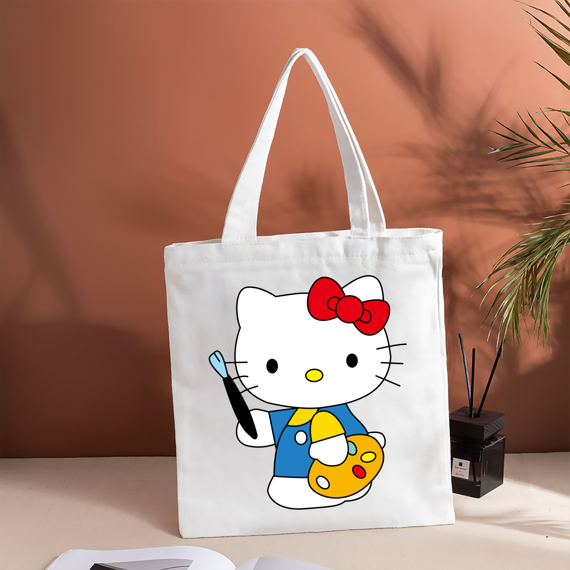 Hello Kitty ハローキティ 縦型キャンバス生地手提げバッグ　トートバッグ