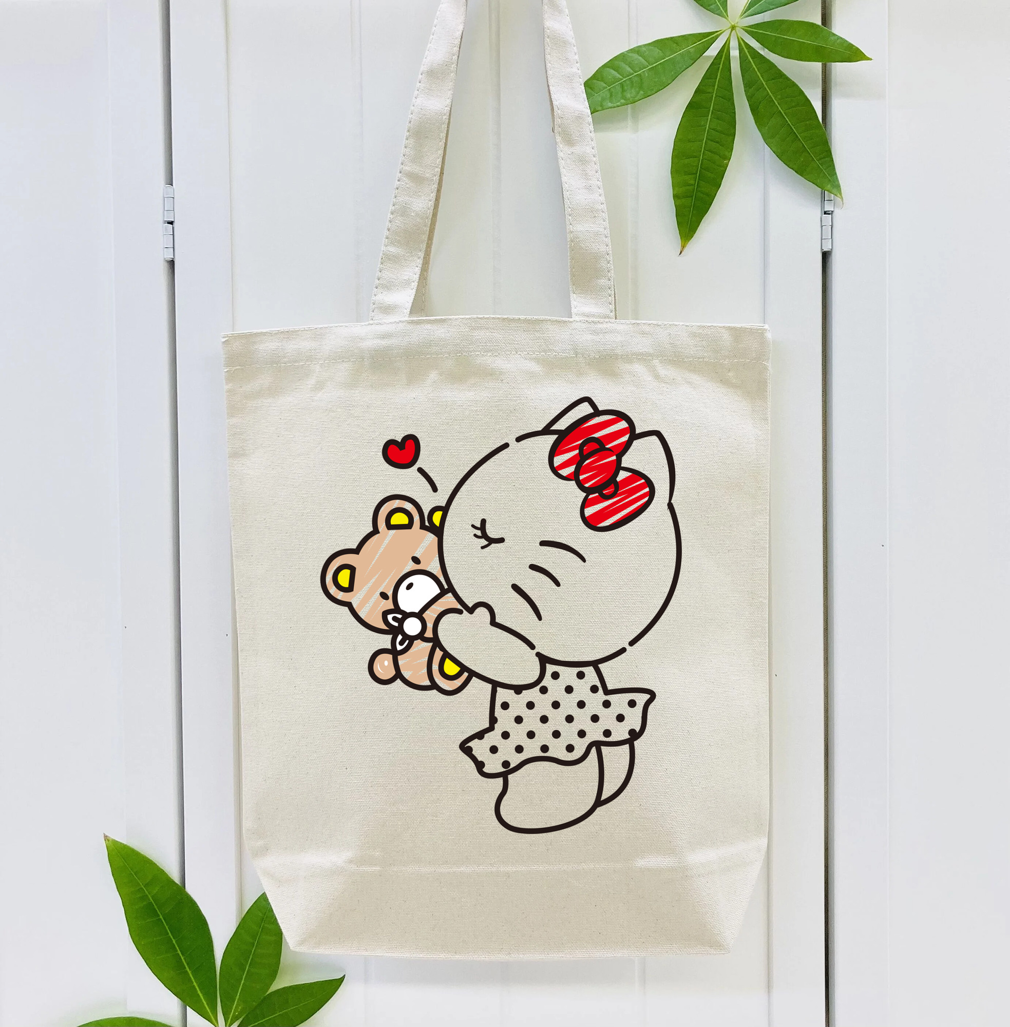 Hello Kitty ハローキティ 縦型キャンバス生地手提げバッグ　トートバッグ