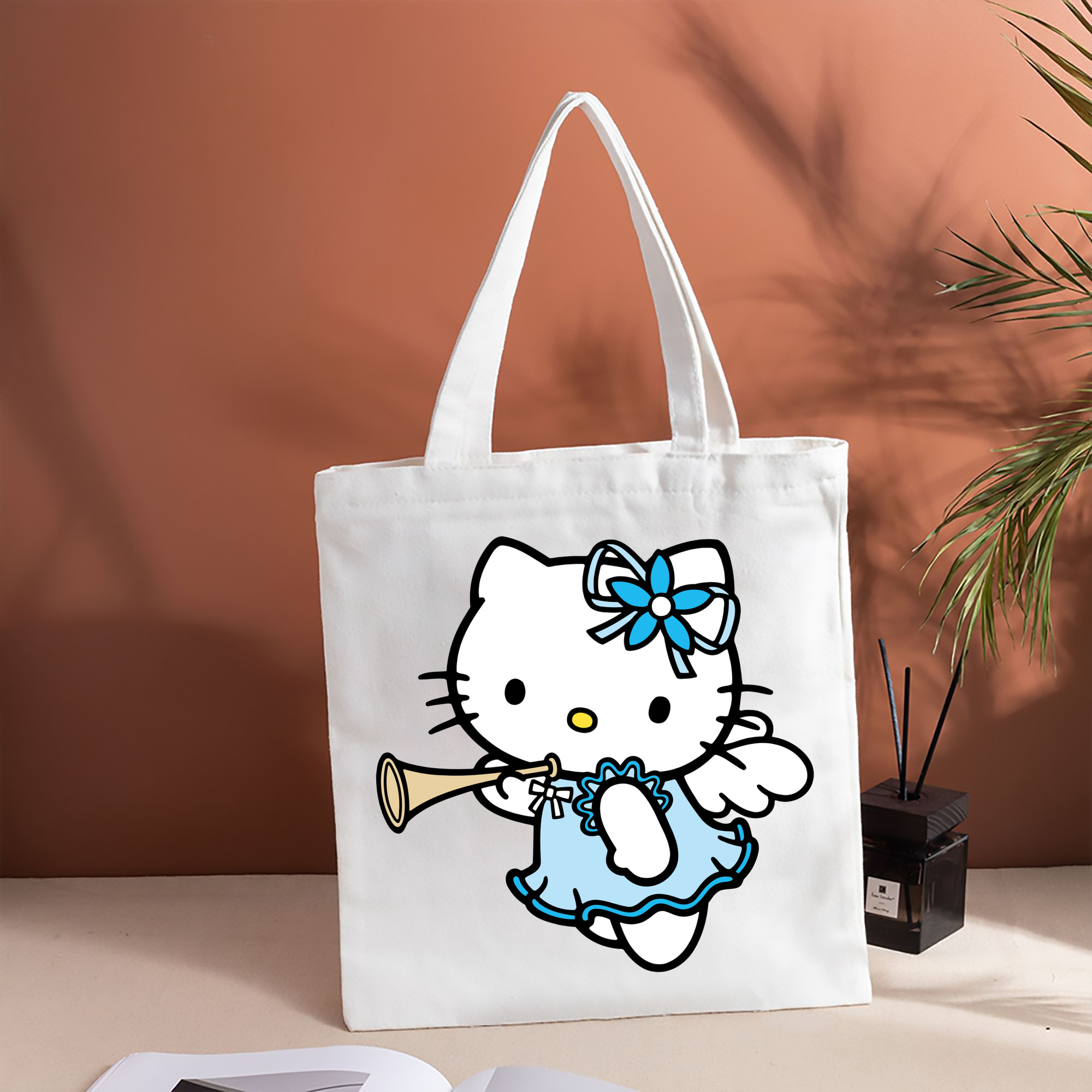 Hello Kitty ハローキティ 縦型キャンバス生地手提げバッグ　トートバッグ