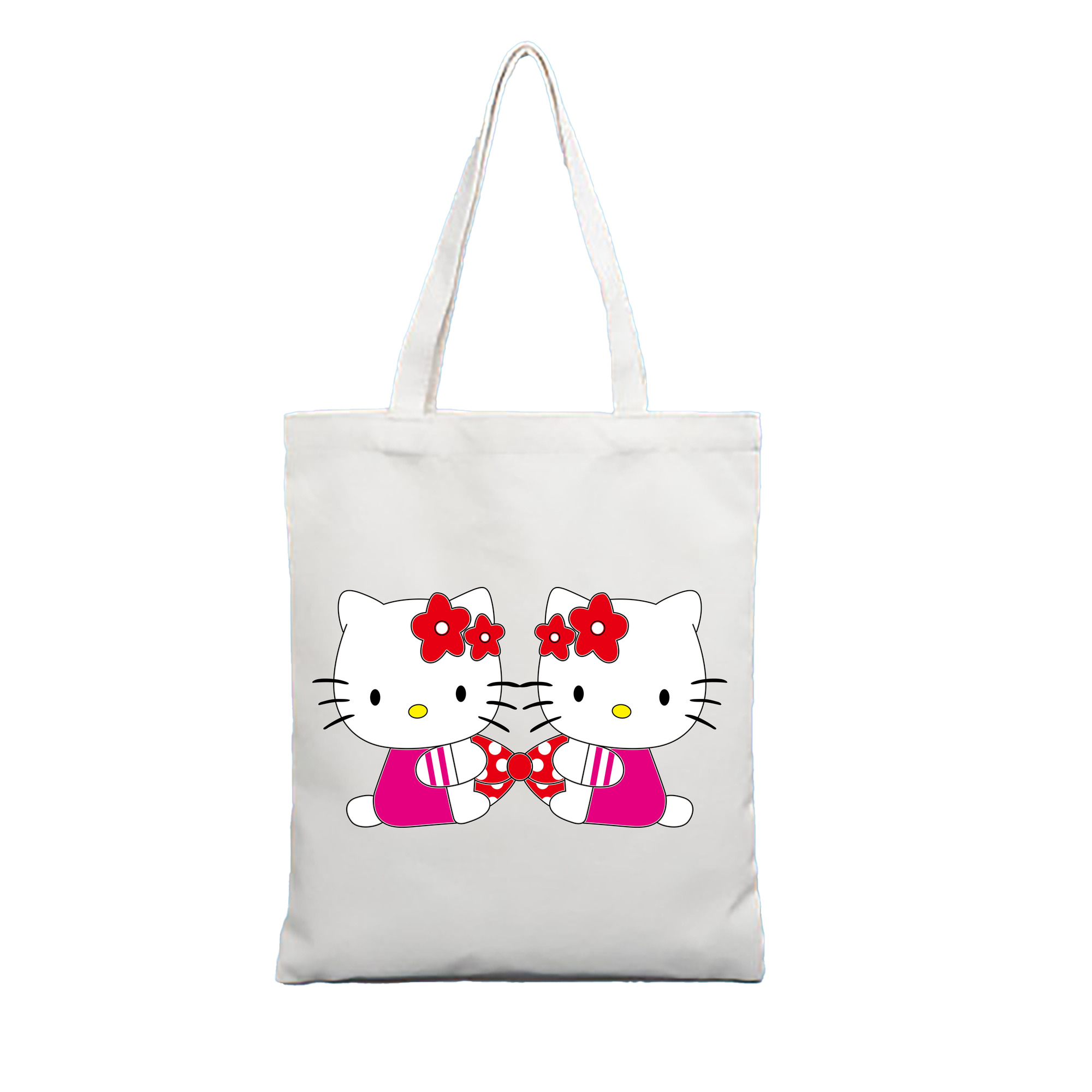 （画像用） Hello Kitty ハローキティ 縦型キャンバス生地手提げバッグ　トートバッグ