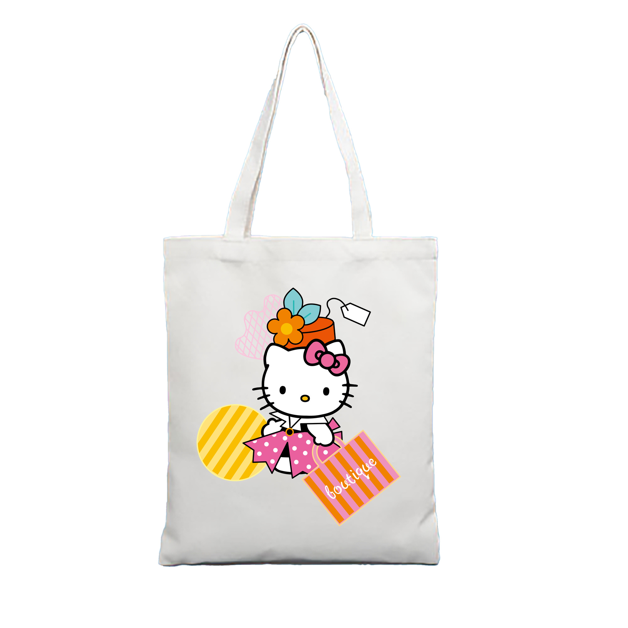 （画像用） Hello Kitty ハローキティ 縦型キャンバス生地手提げバッグ　トートバッグ