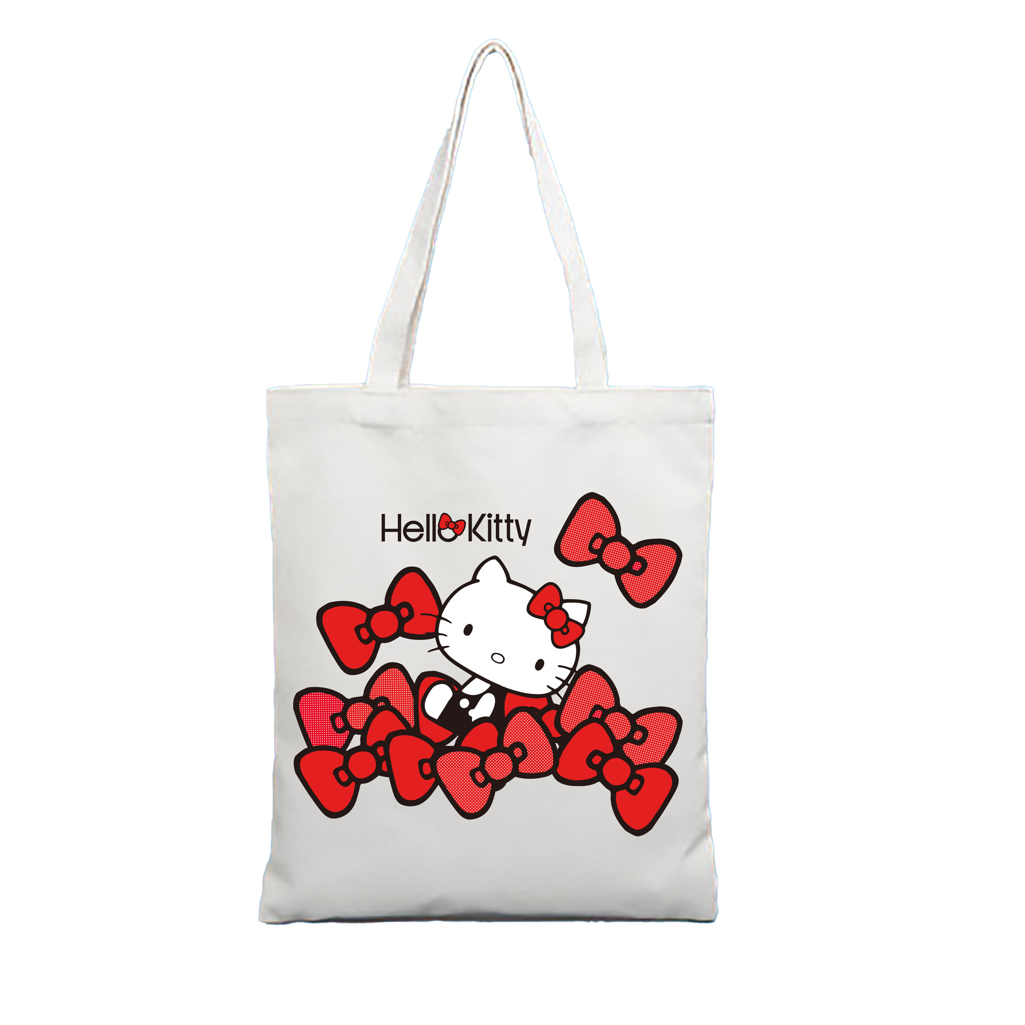 （画像用） Hello Kitty ハローキティ 縦型キャンバス生地手提げバッグ　トートバッグ