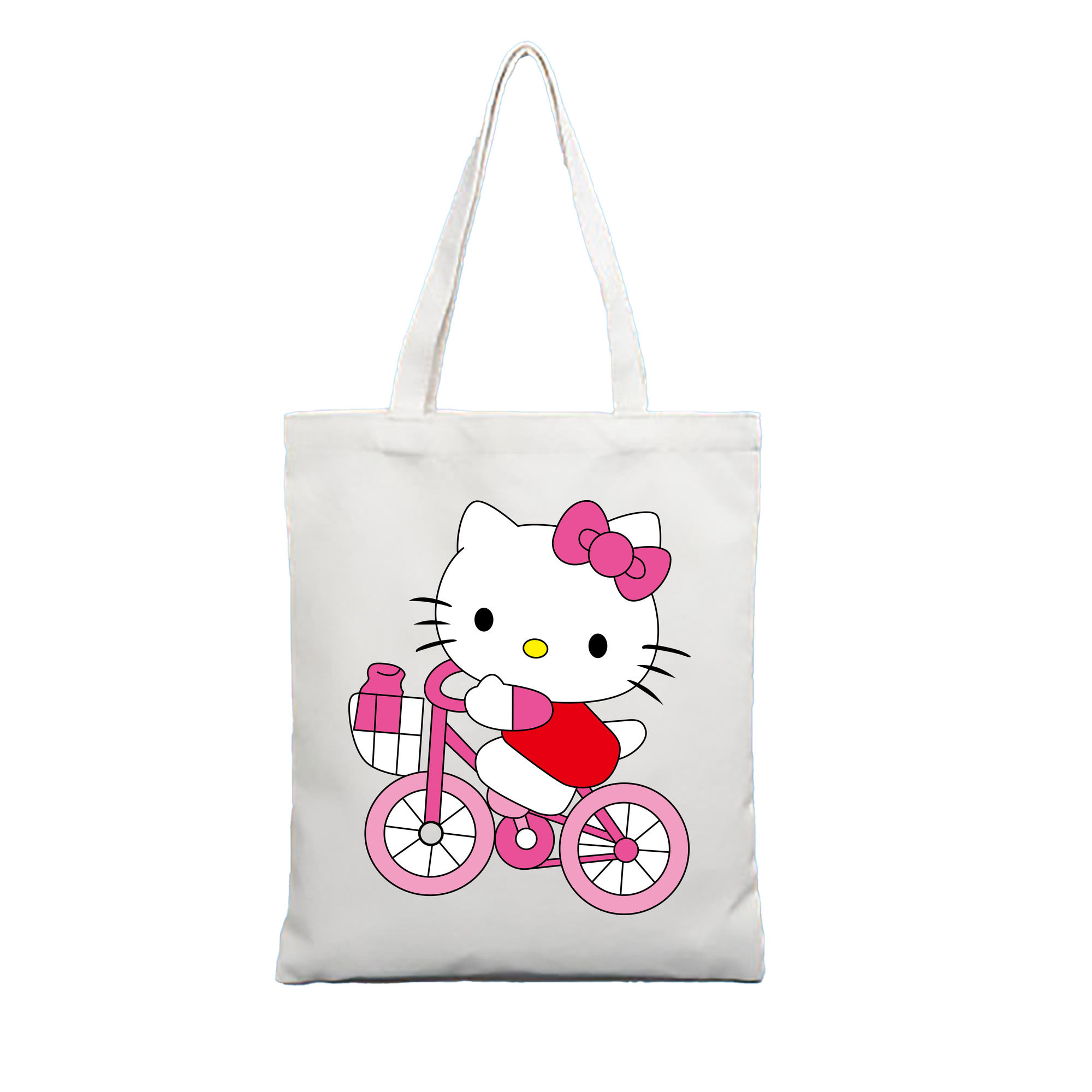 （画像用） Hello Kitty ハローキティ 縦型キャンバス生地手提げバッグ　トートバッグ
