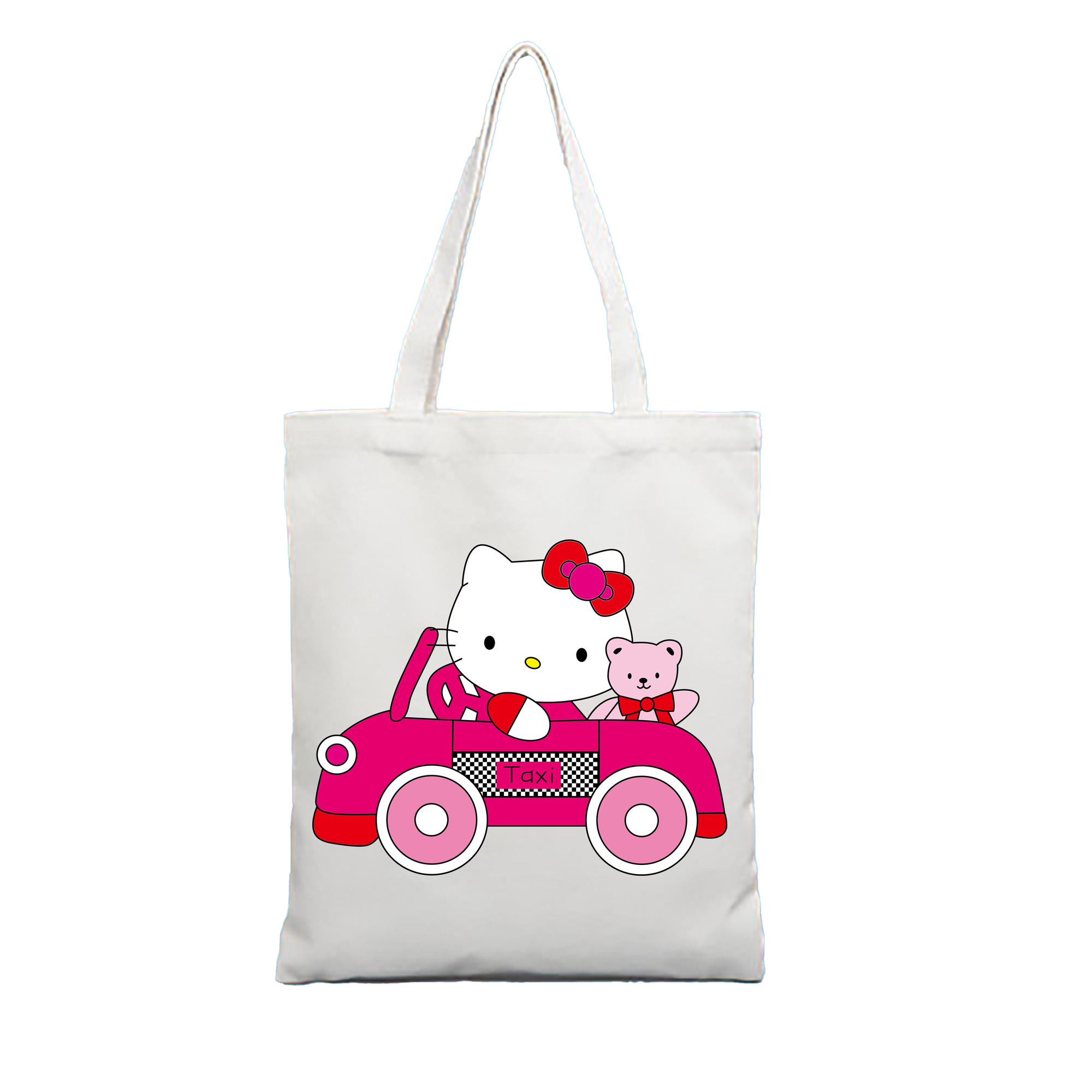 （画像用） Hello Kitty ハローキティ 縦型キャンバス生地手提げバッグ　トートバッグ