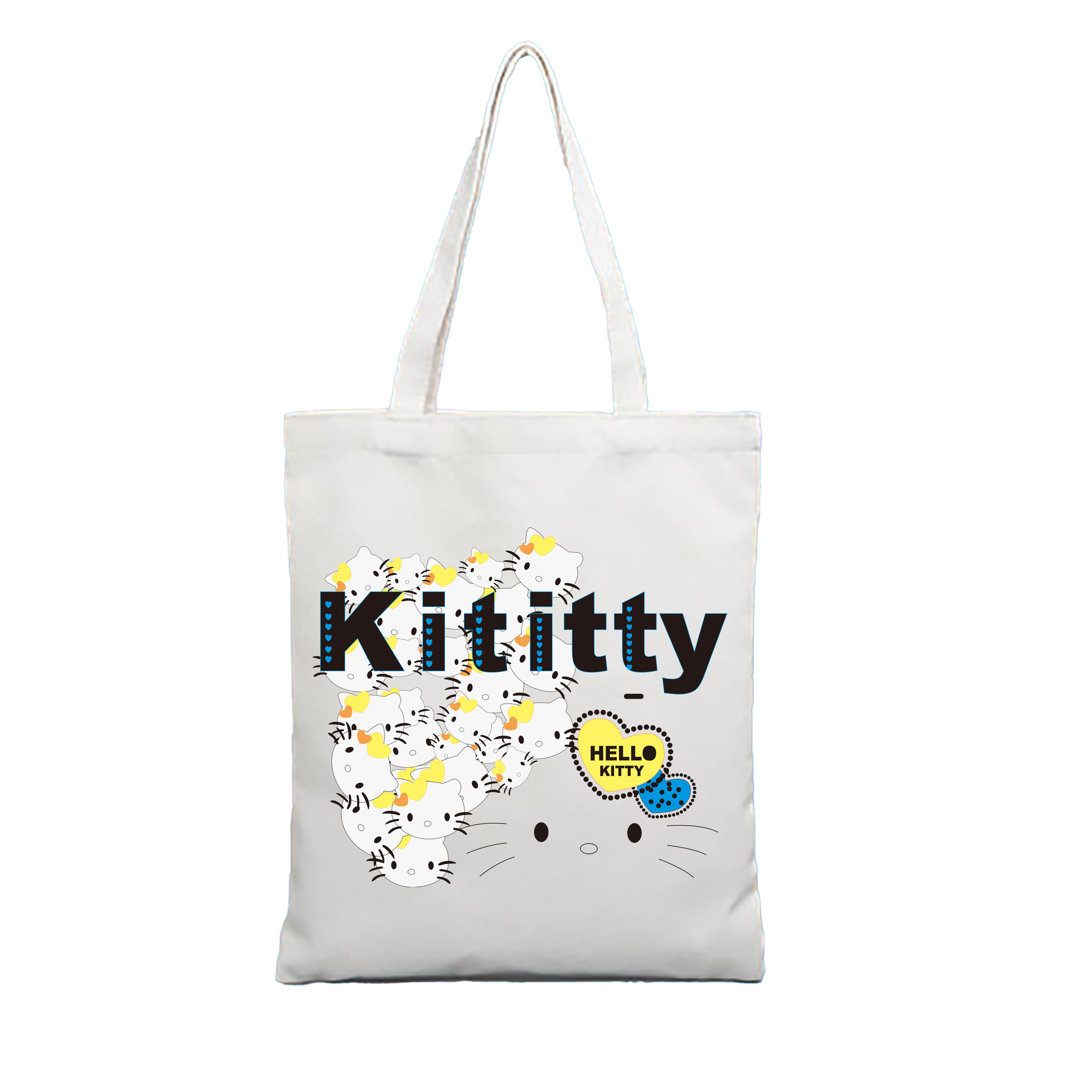 （画像用） Hello Kitty ハローキティ 縦型キャンバス生地手提げバッグ　トートバッグ