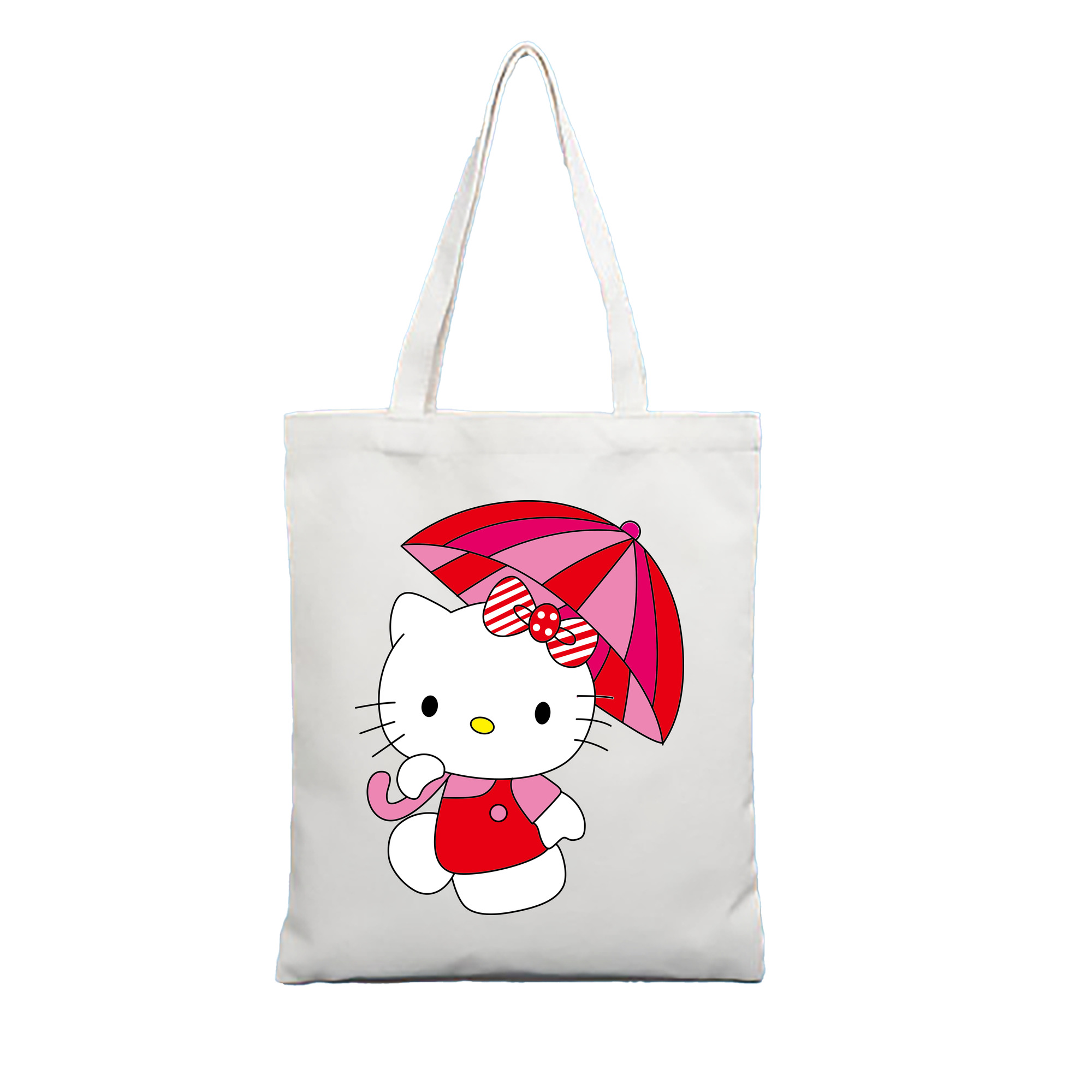 （画像用） Hello Kitty ハローキティ 縦型キャンバス生地手提げバッグ　トートバッグ