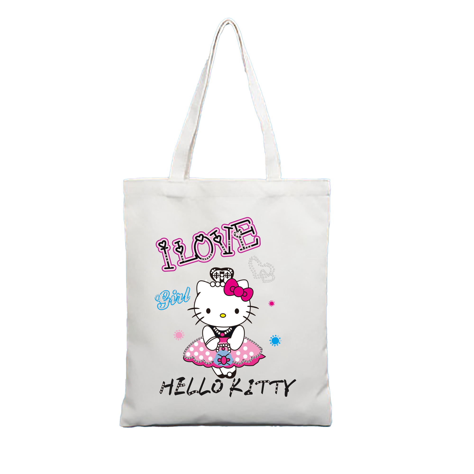（画像用） Hello Kitty ハローキティ 縦型キャンバス生地手提げバッグ　トートバッグ