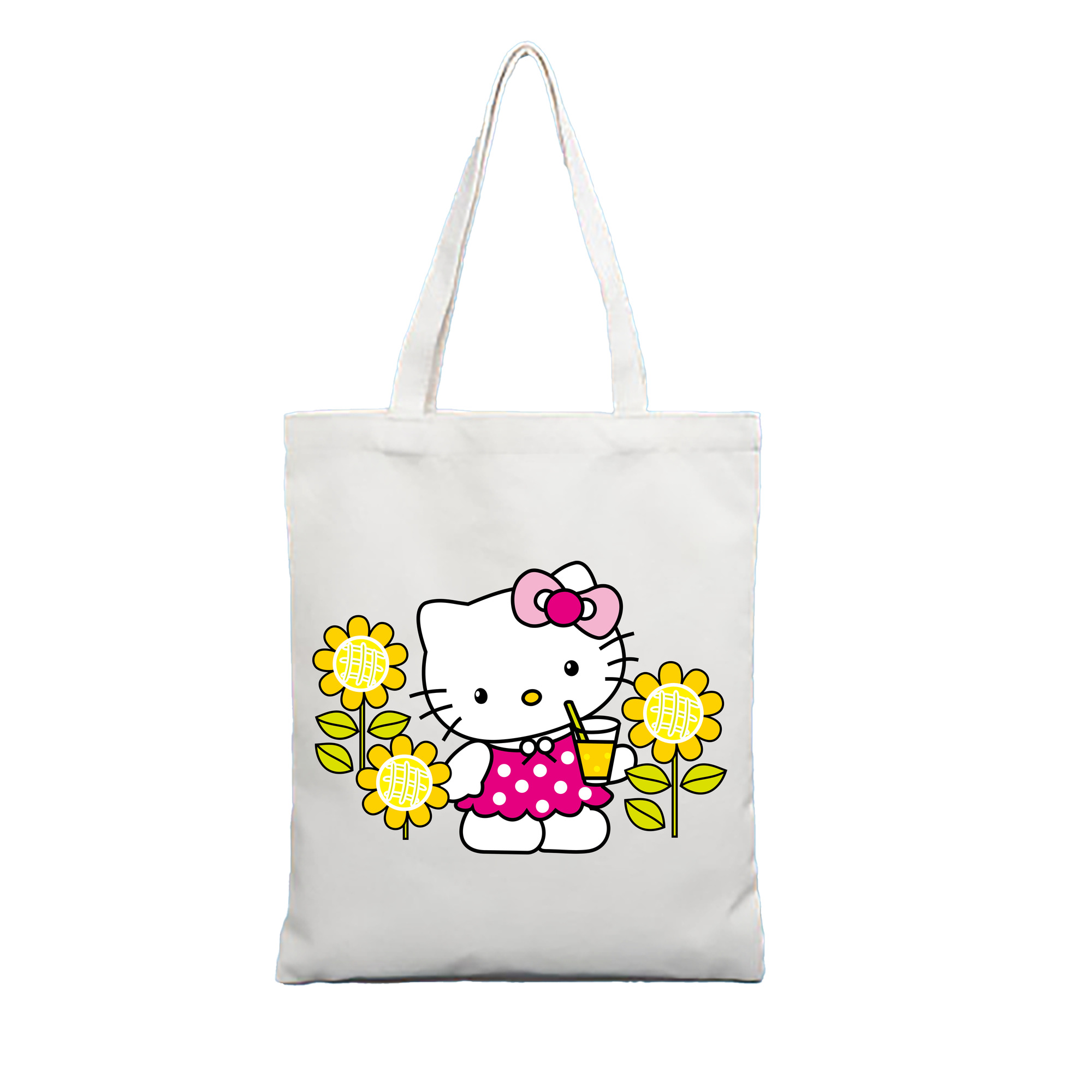 （画像用） Hello Kitty ハローキティ 縦型キャンバス生地手提げバッグ　トートバッグ