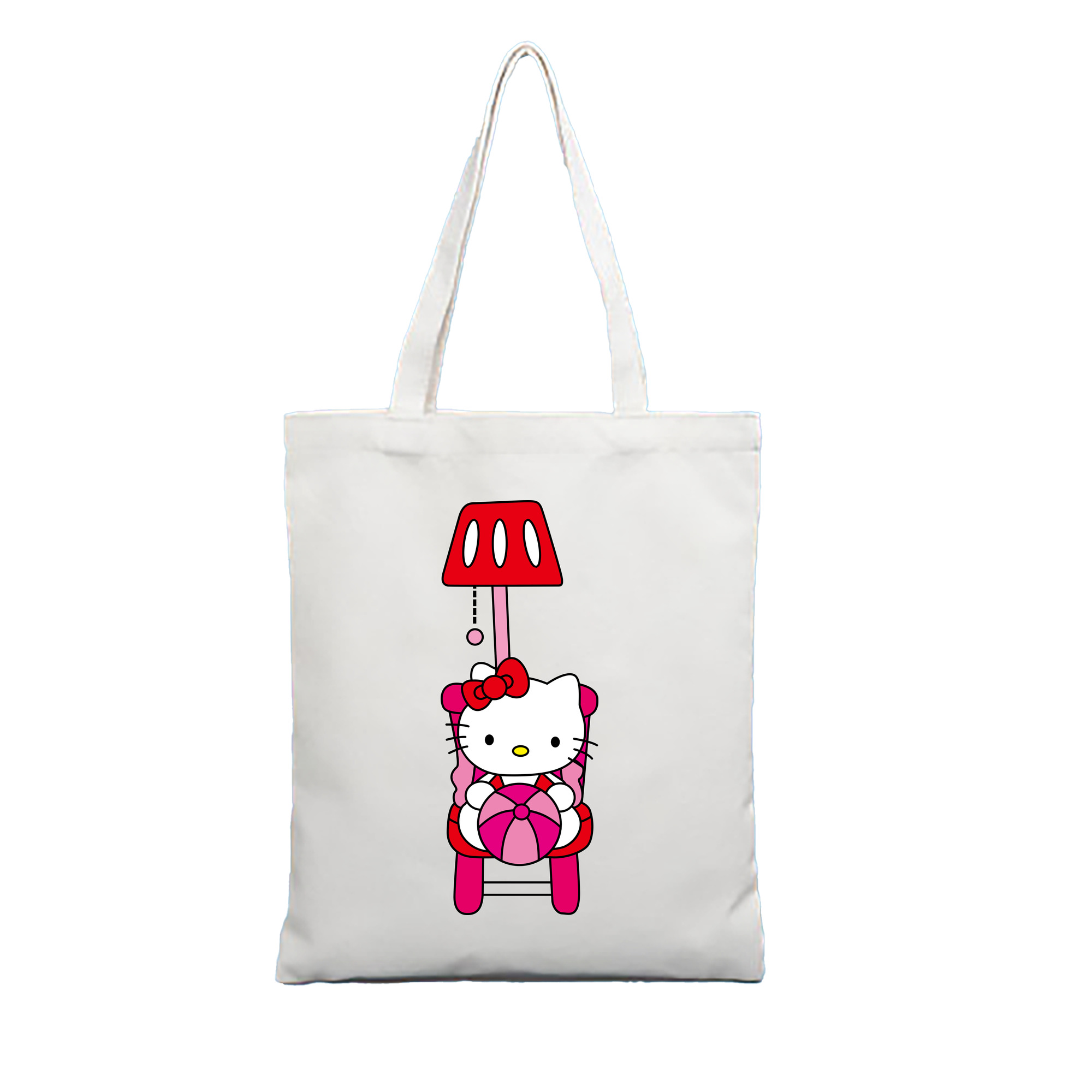 （画像用） Hello Kitty ハローキティ 縦型キャンバス生地手提げバッグ　トートバッグ