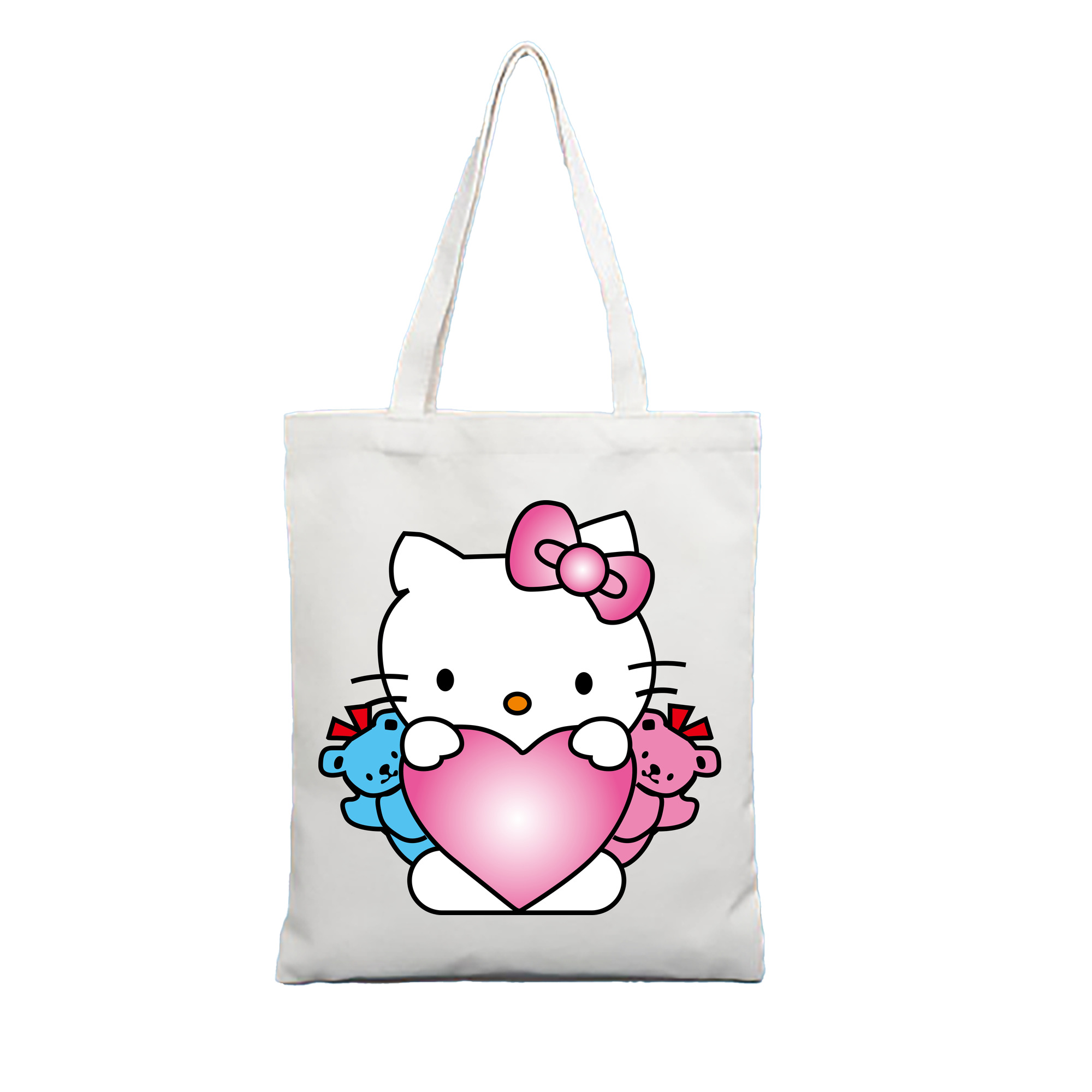 （画像用） Hello Kitty ハローキティ 縦型キャンバス生地手提げバッグ　トートバッグ
