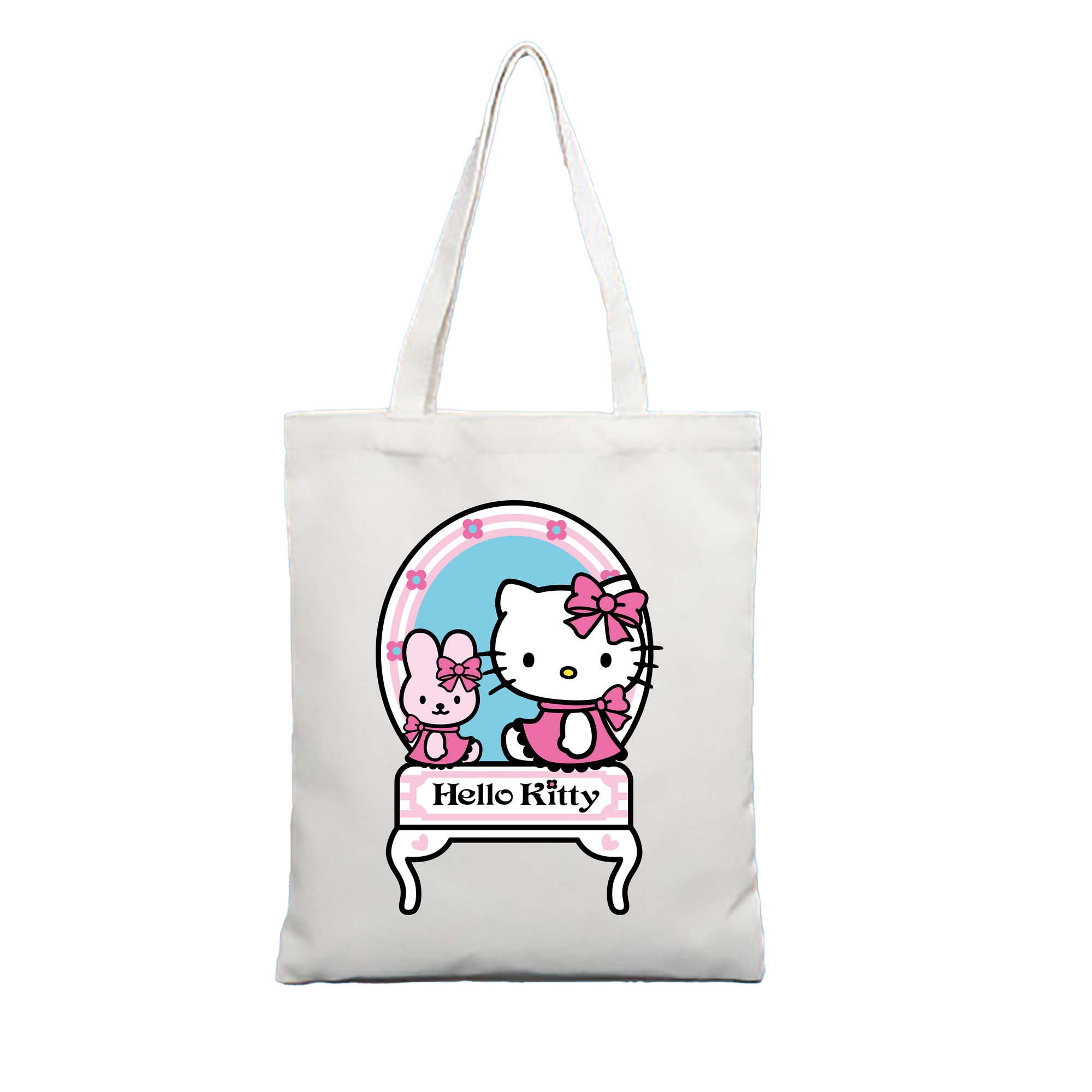 （画像用） Hello Kitty ハローキティ 縦型キャンバス生地手提げバッグ　トートバッグ
